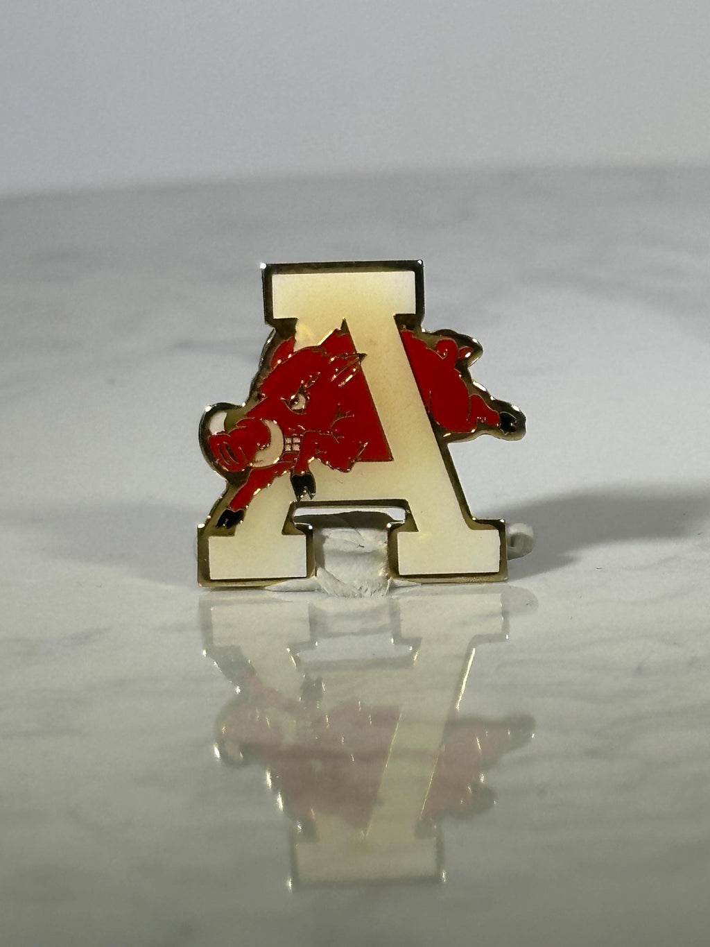 Arkansas Razorbacks Pin: Gold & Red Enamel - Vintage College Accessory