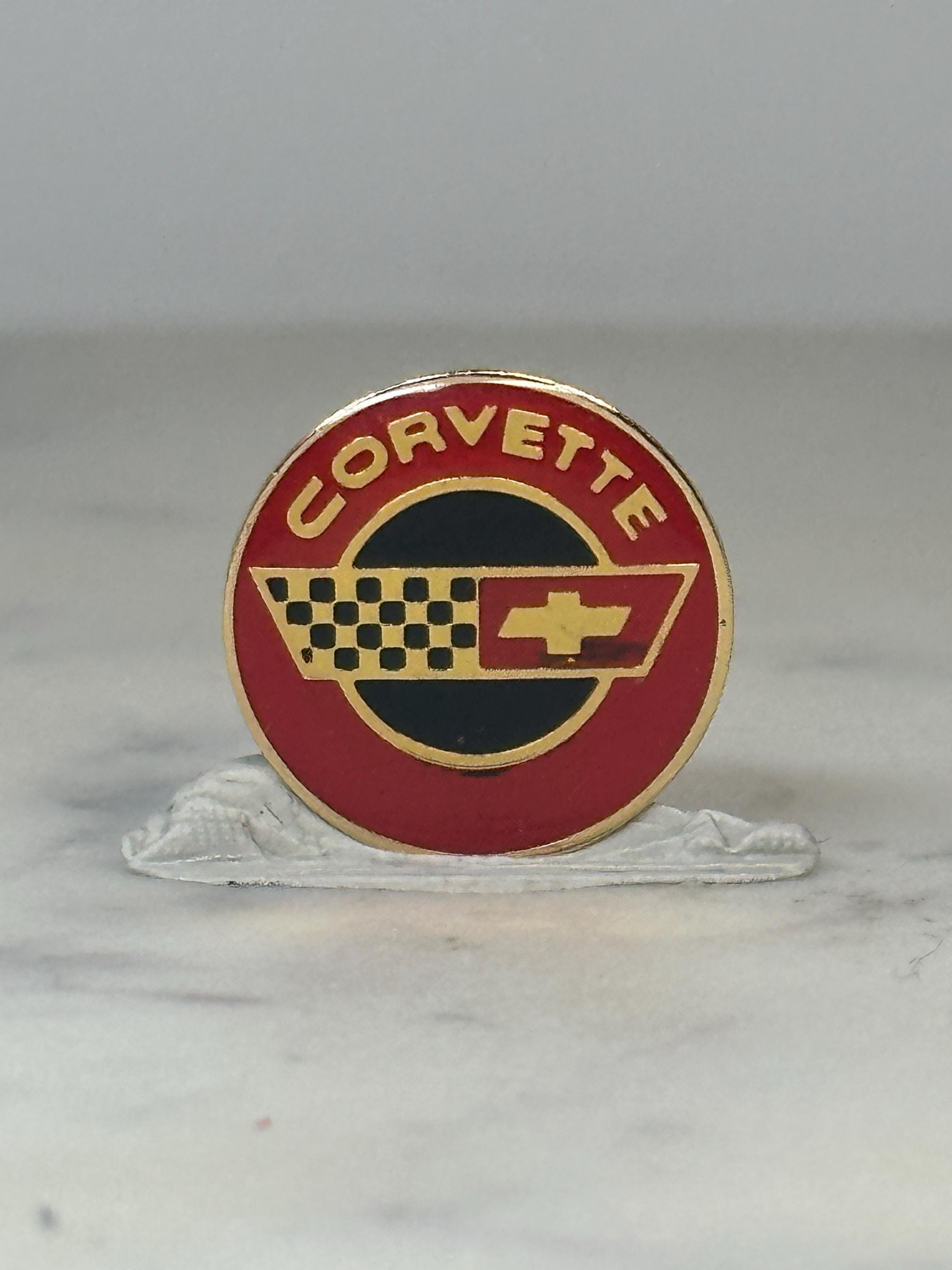 Corvette Emblem Pin: Red & Gold Enamel - Vintage Auto Accessory
