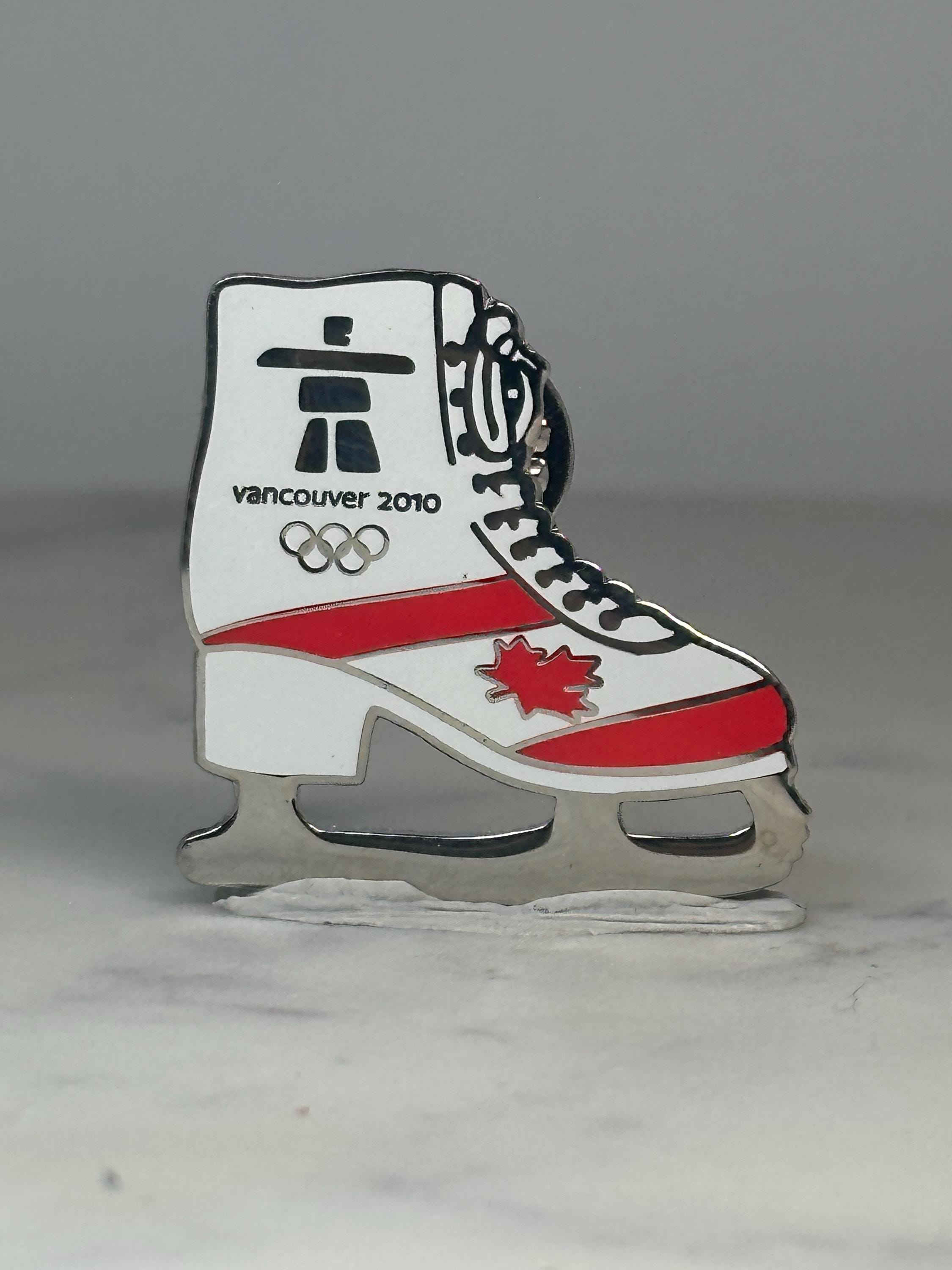 Vancouver 2010 Olympic Skate Pin: White Red Enamel - Winter Games Accessory