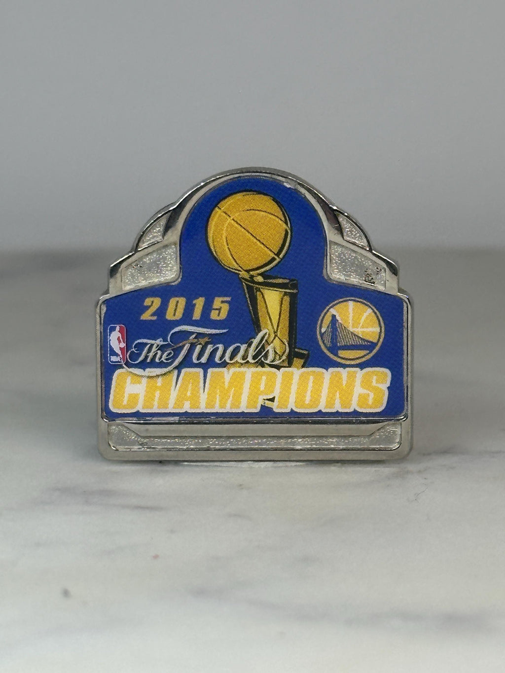 2015 Golden State Warriors NBA Finals Champions Pin: Blue Silver Enamel - Sports Memorabilia Accessory