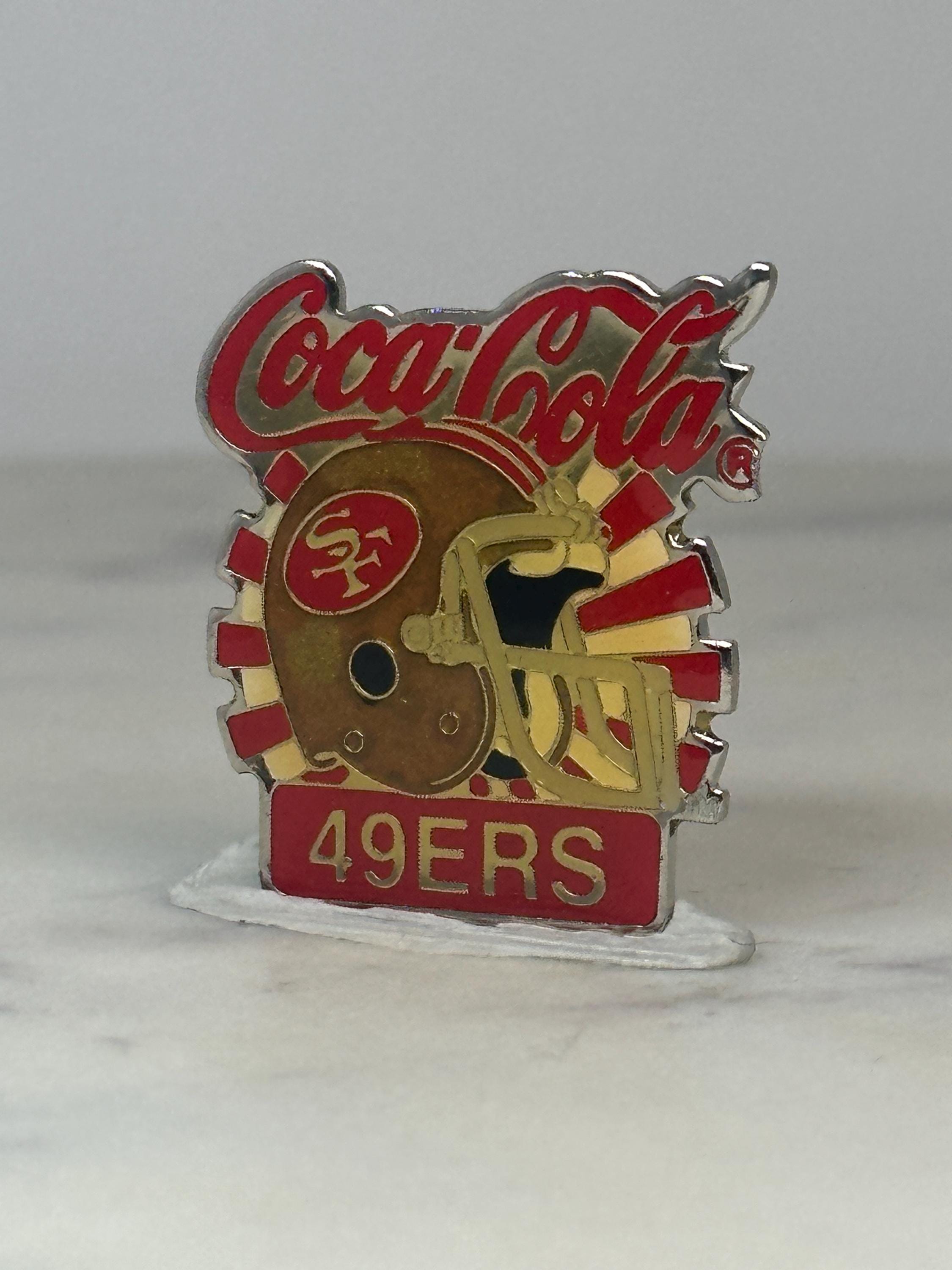49ers Coca-Cola Pin: Red Gold Enamel - Vintage NFL Sports Accessory