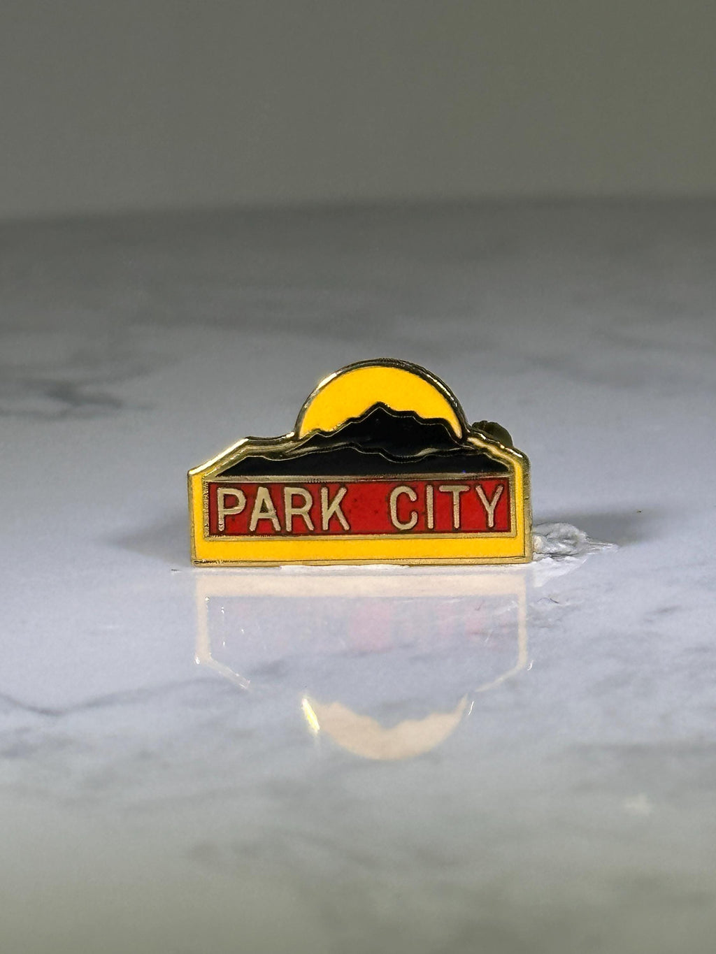 Park City Souvenir Pin: Red & Yellow Enamel - Retro Travel Accessory