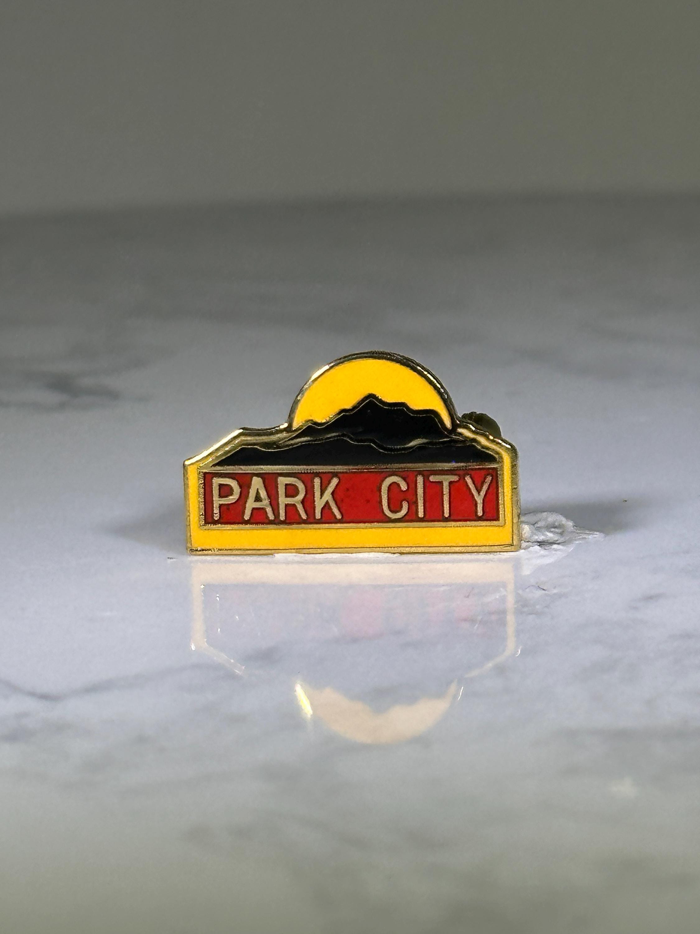 Park City Souvenir Pin: Red & Yellow Enamel - Retro Travel Accessory