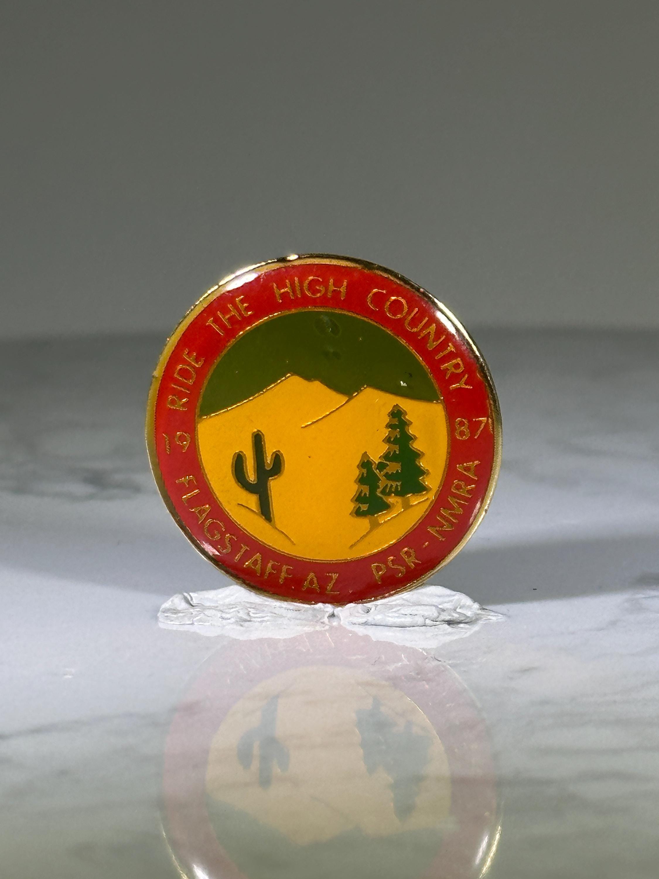 Ride the High Country Pin: Red & Yellow Enamel - 1987 Flagstaff AZ Accessory