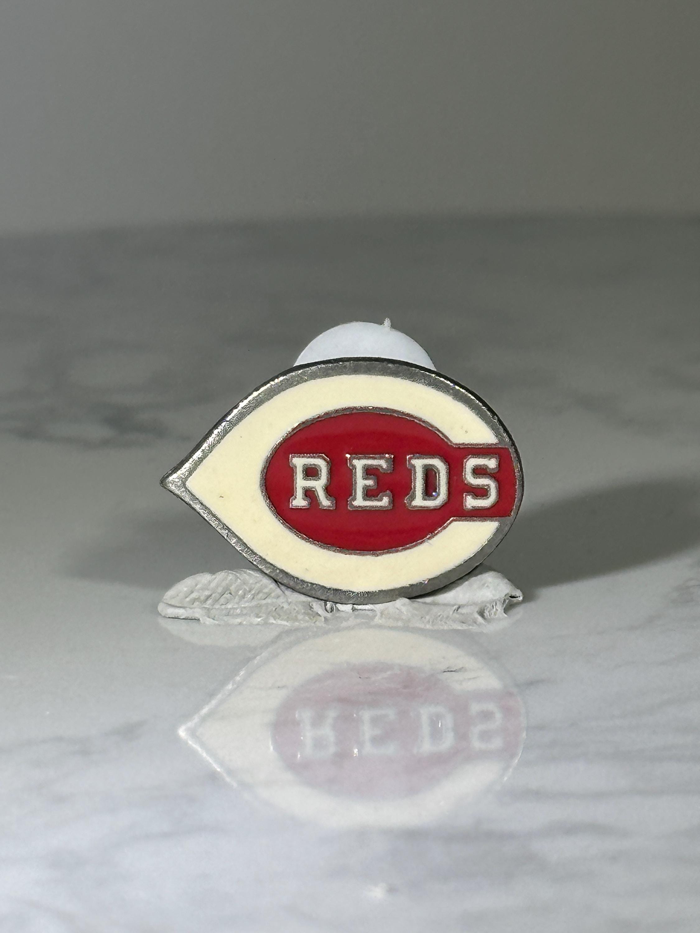 Cincinnati Reds Baseball Pin: Red & White Enamel - Vintage Sports Accessory