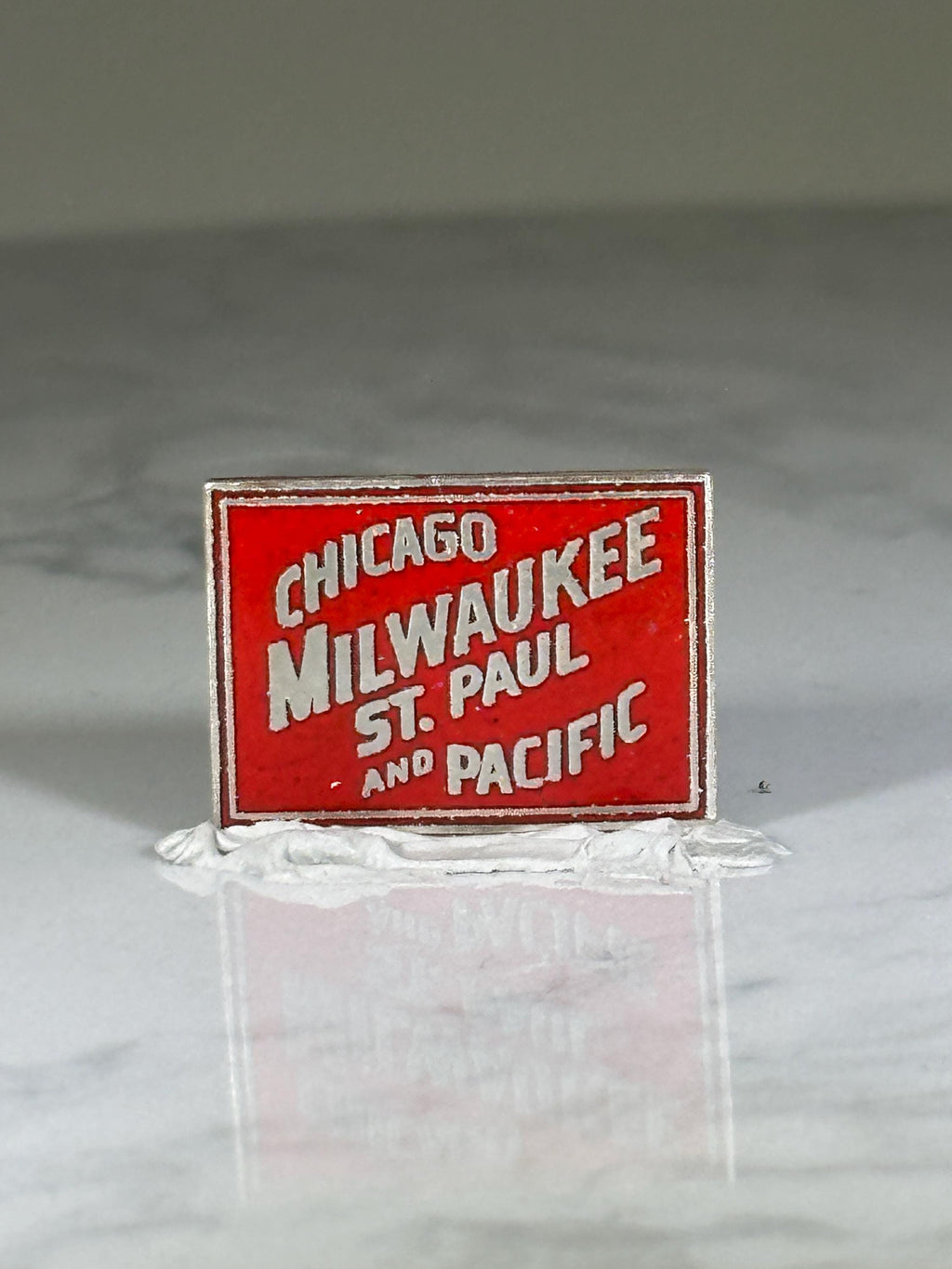 Chicago Milwaukee Railroad Pin: Red Enamel Finish - Vintage Train Accessory