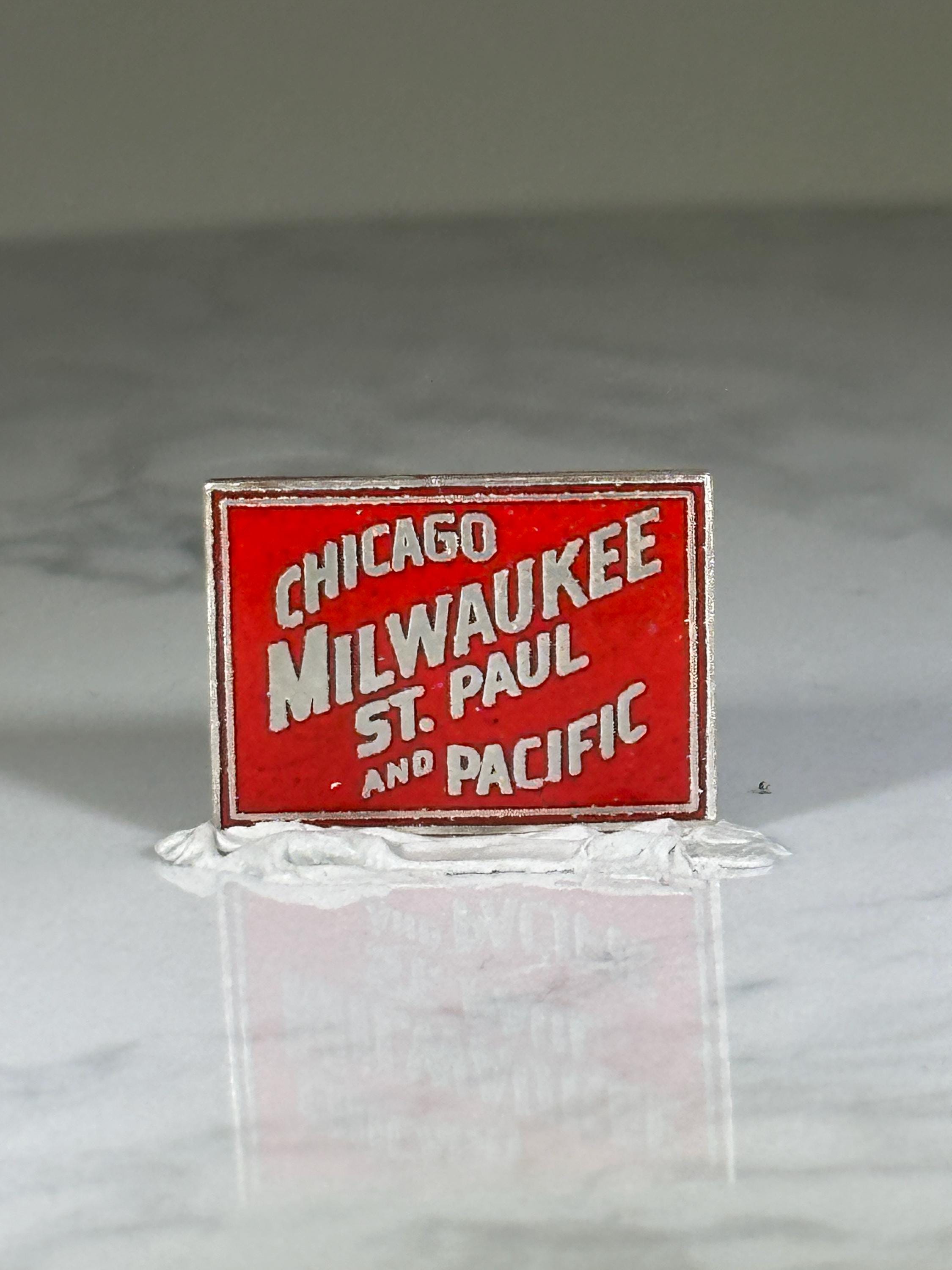 Chicago Milwaukee Railroad Pin: Red Enamel Finish - Vintage Train Accessory