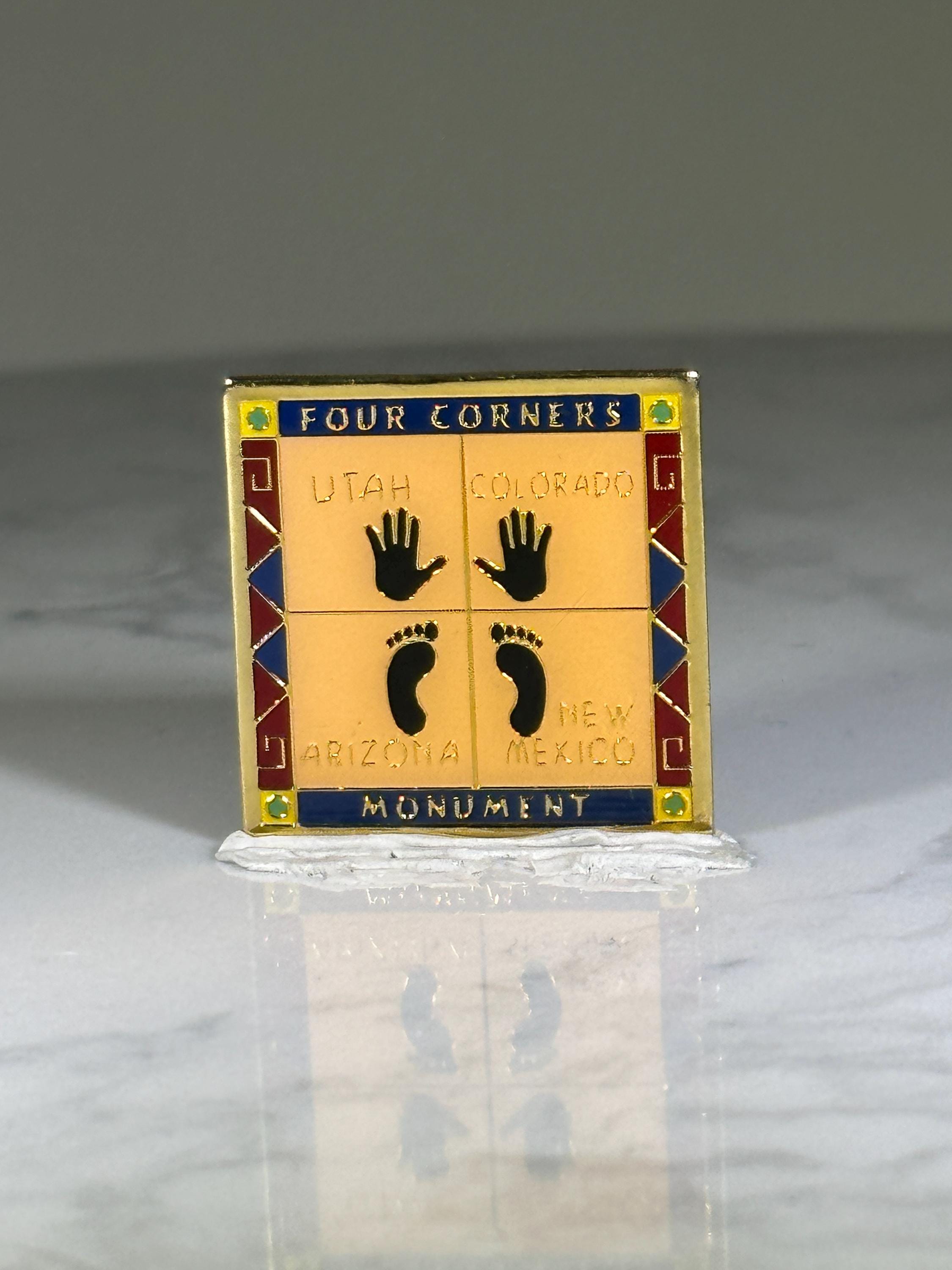 Four Corners Monument Pin: Multicolor Enamel - Travel Souvenir Accessory
