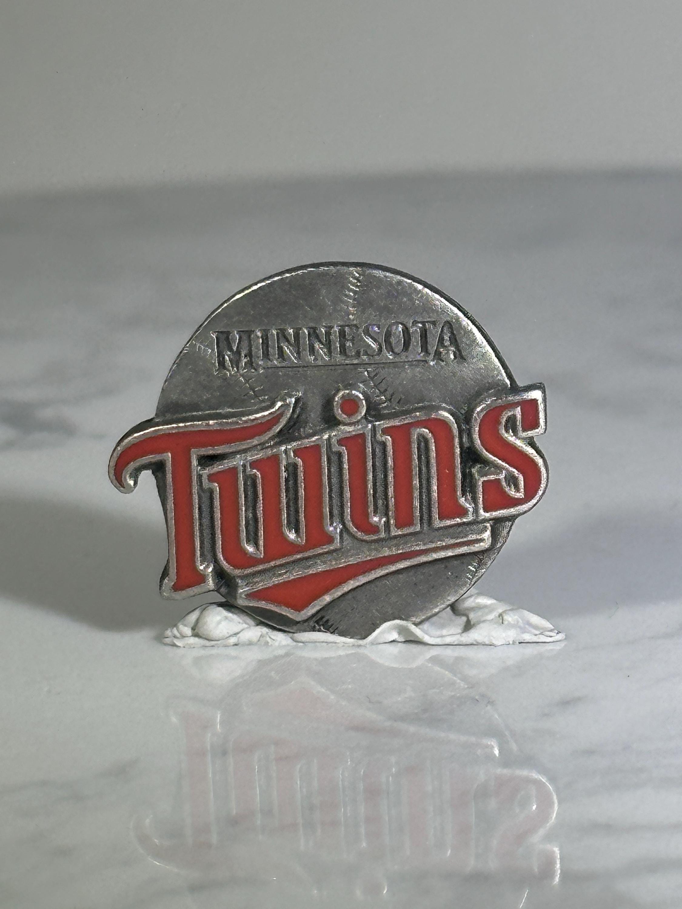 Minnesota Twins Baseball Pin: Silver & Red Enamel - Vintage Sports Accessory