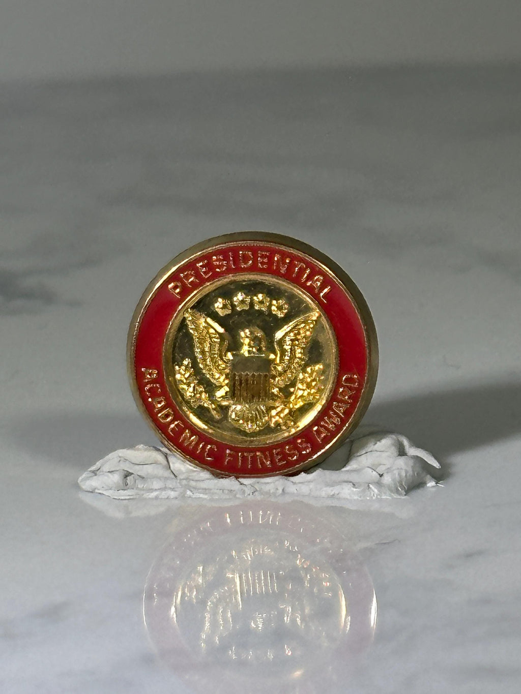 Presidential Academic Fitness Award Pin: Gold Red Enamel - Vintage School Accessory