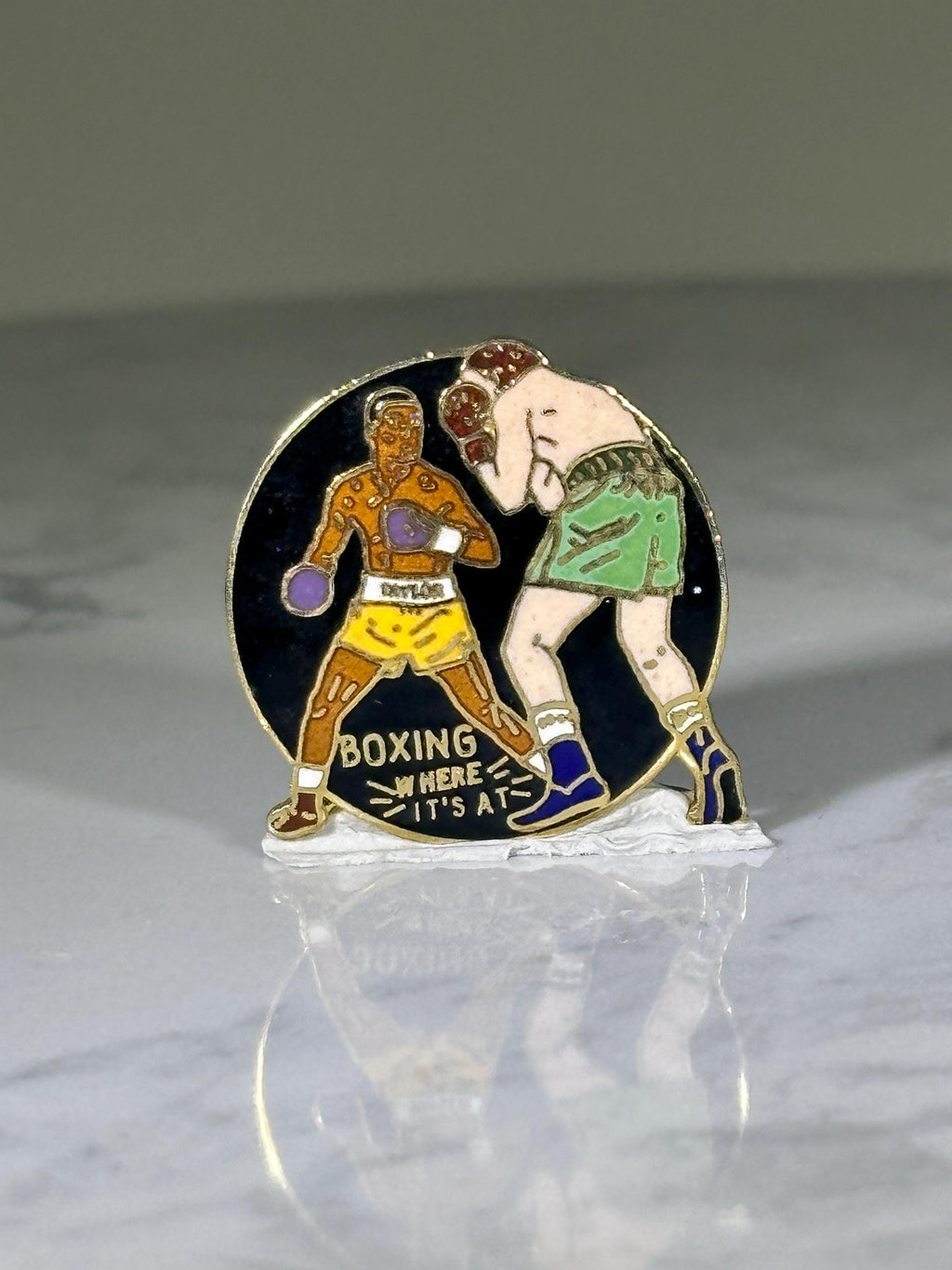 Boxing Sport Enamel Pin: Multicolor Gold-Tone - Retro Sports Accessory