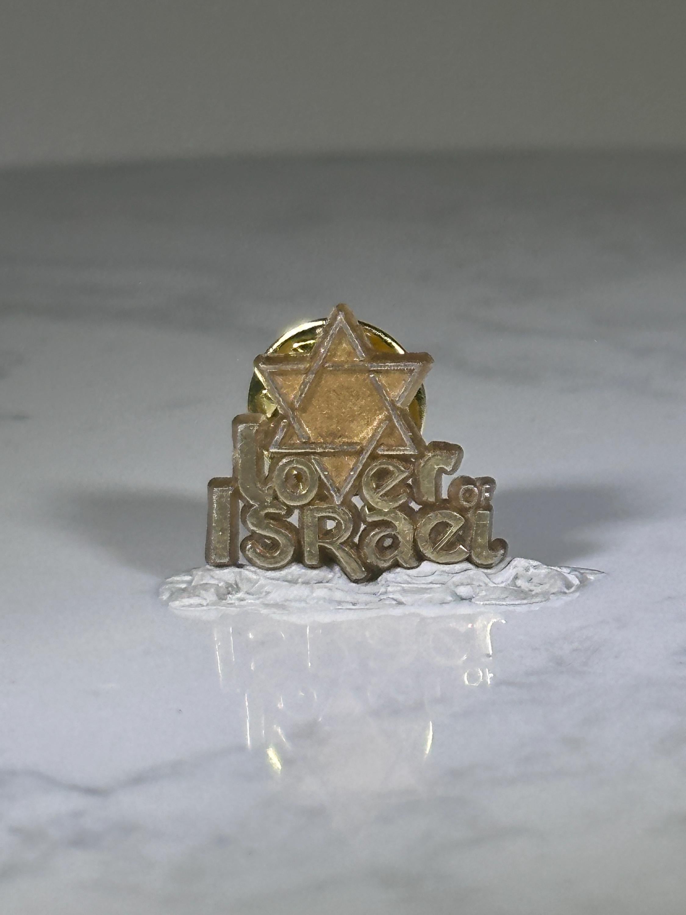 Lover of Israel Pin: Gold Tone Metal - Patriotic Faith Accessory