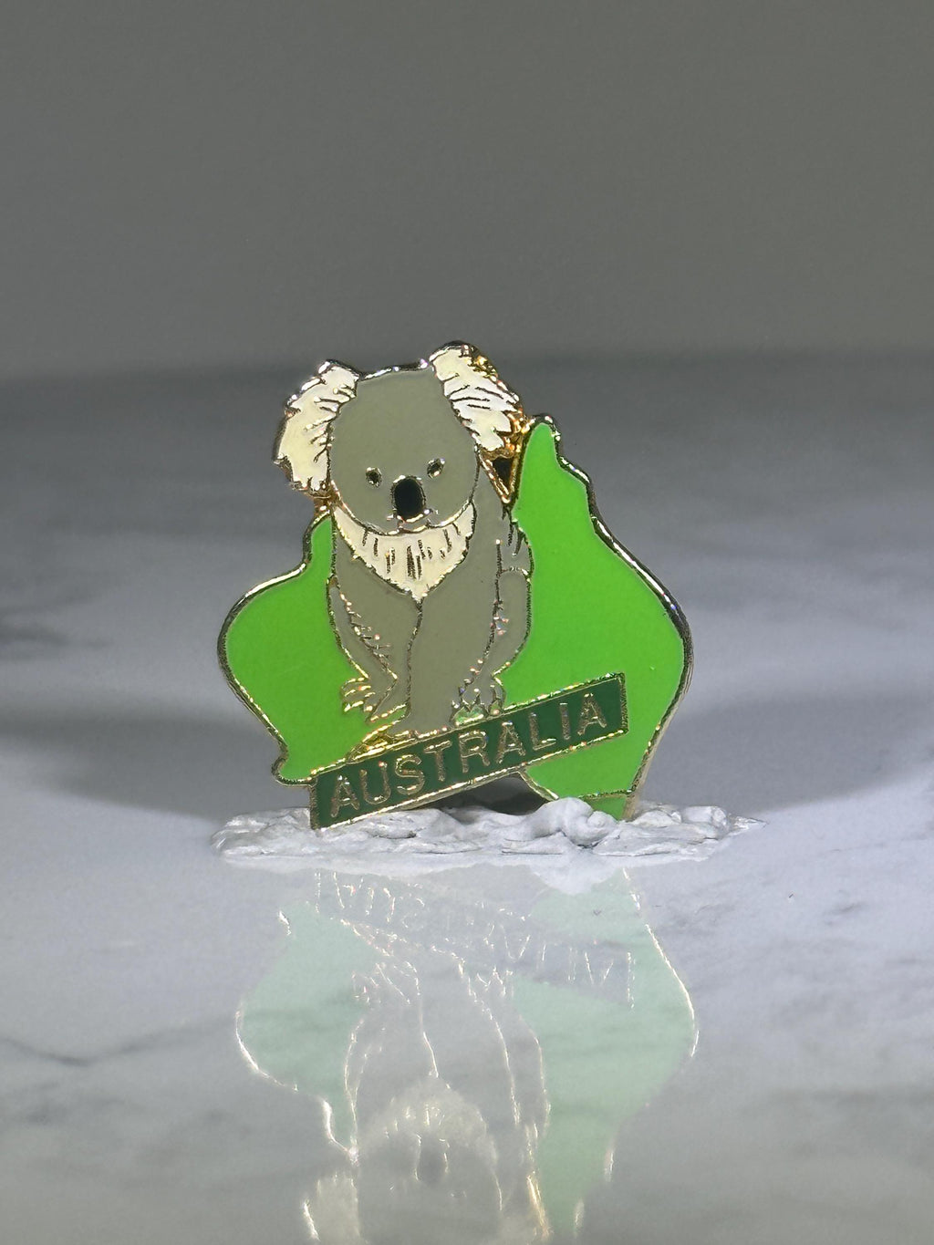 Koala Australia Pin: Green Enamel Gold Trim - Souvenir Travel Accessory