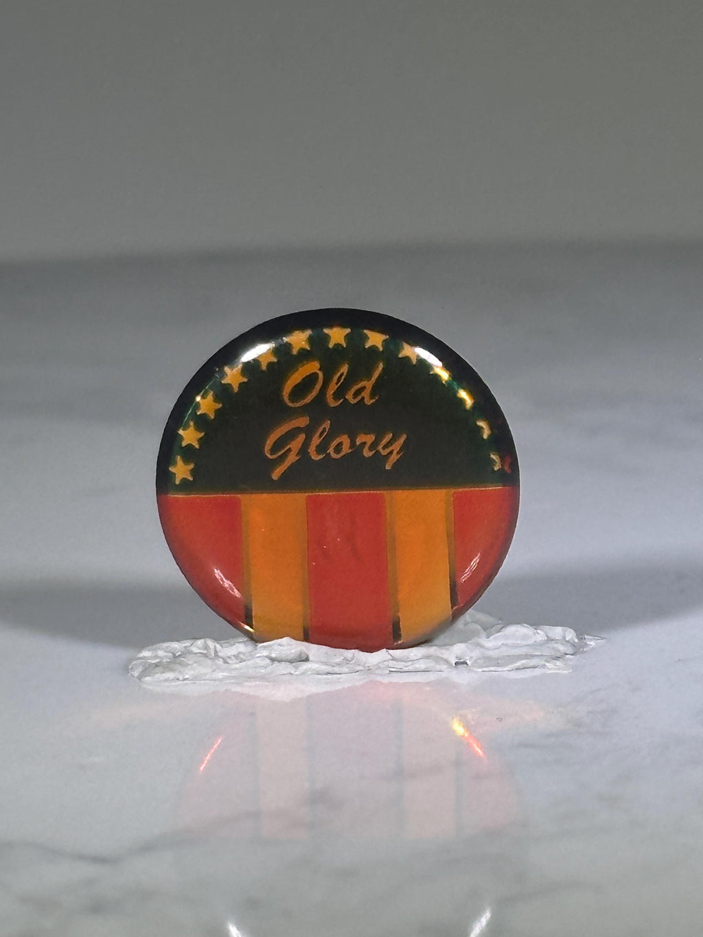 Old Glory Patriotic Pin: Red Gold Black Finish - Vintage Americana Accessory
