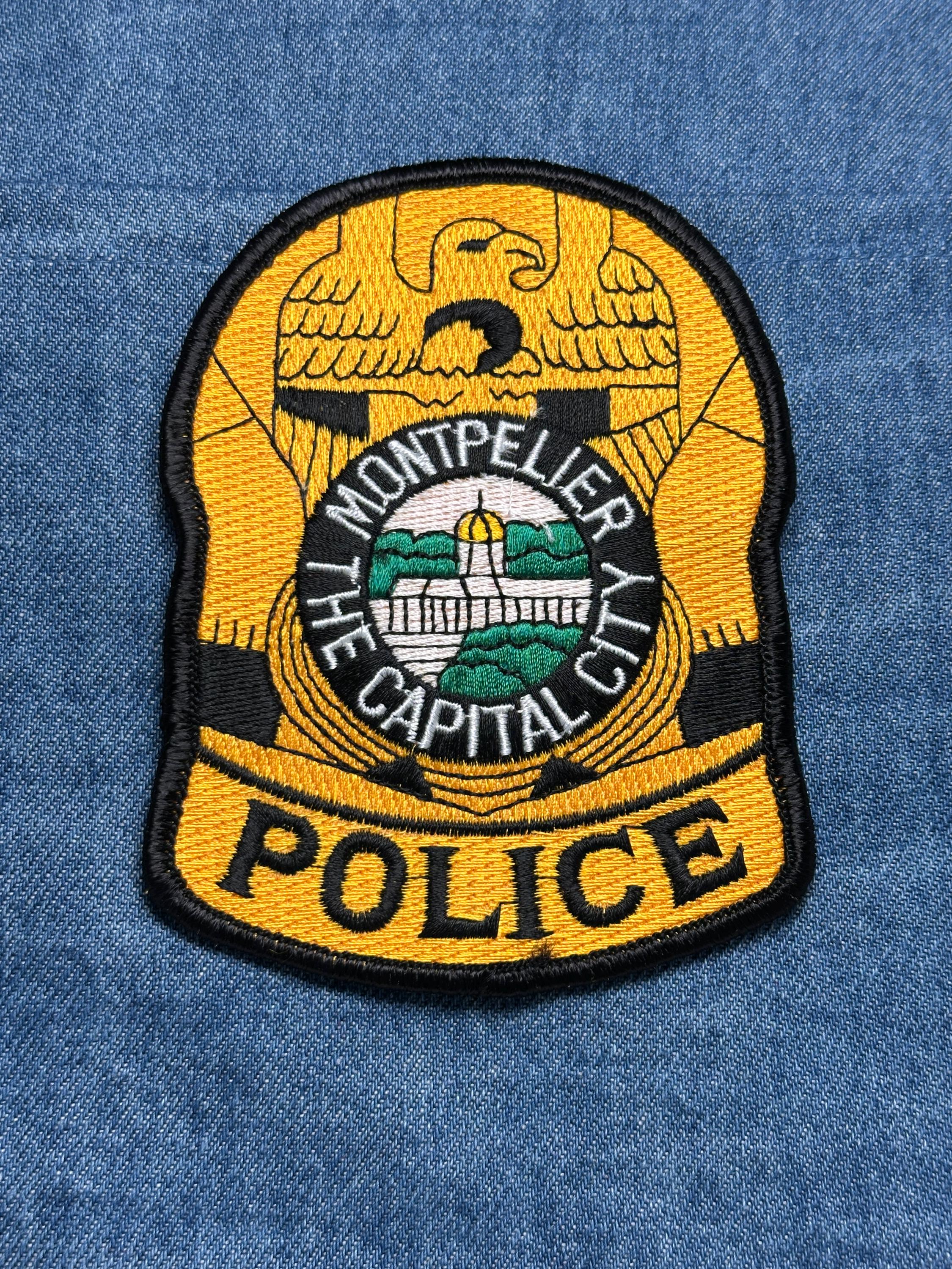 Montpelier Police Collectable Sew-On Patch: Yellow Badge - Law Enforcement Accessory