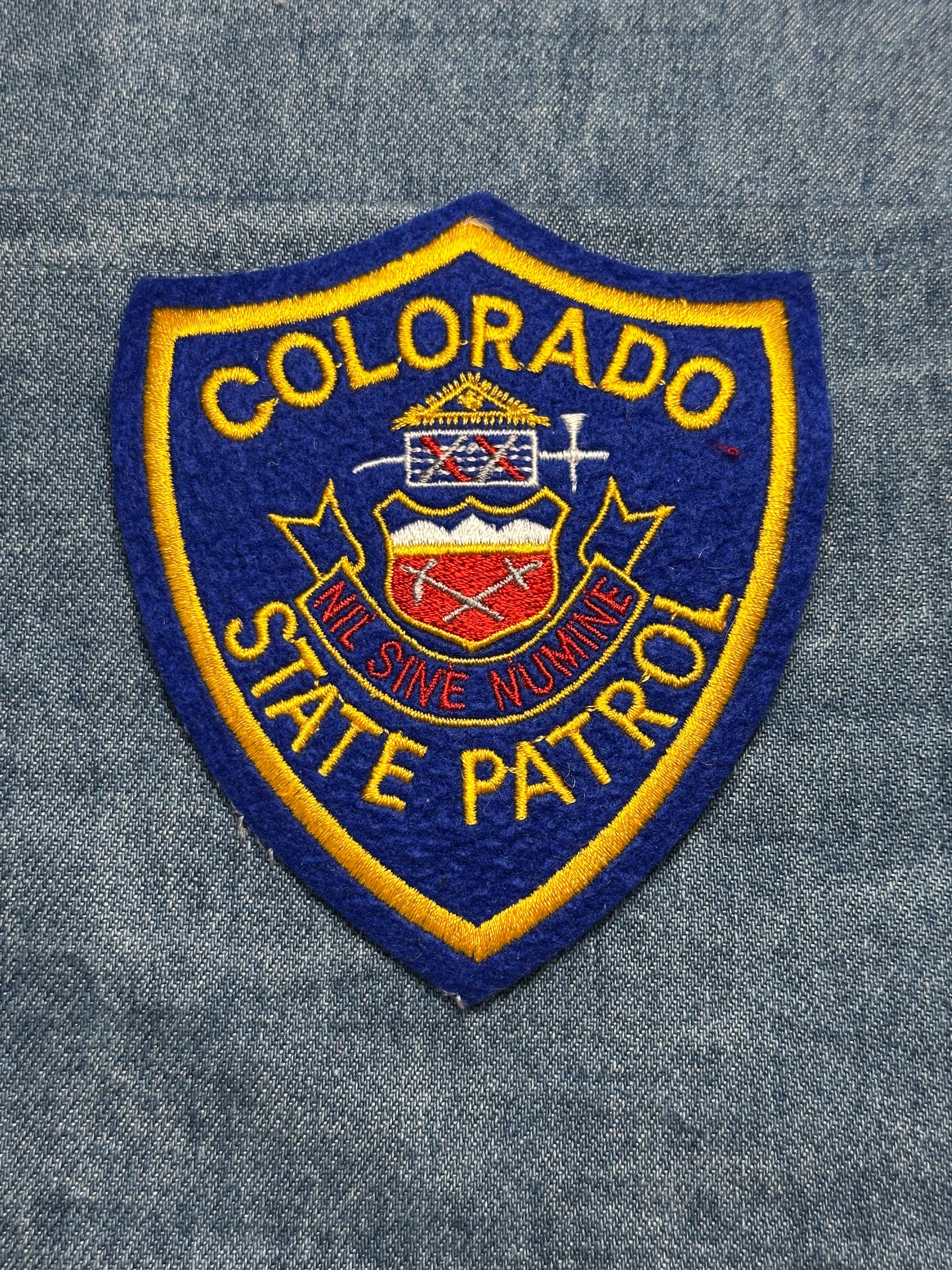 Colorado State Patrol Collectable Iron-On Patch: Blue & Gold Colored - Vintage Law Enforcement Accessory