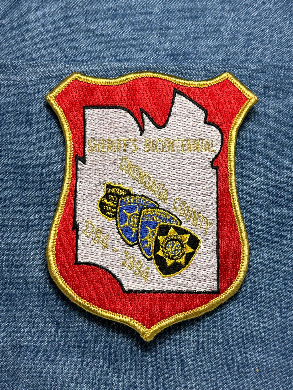 Onondaga County Sheriff Collectable Sew-On Patch: Red Shield - 1994 Bicentennial Accessory