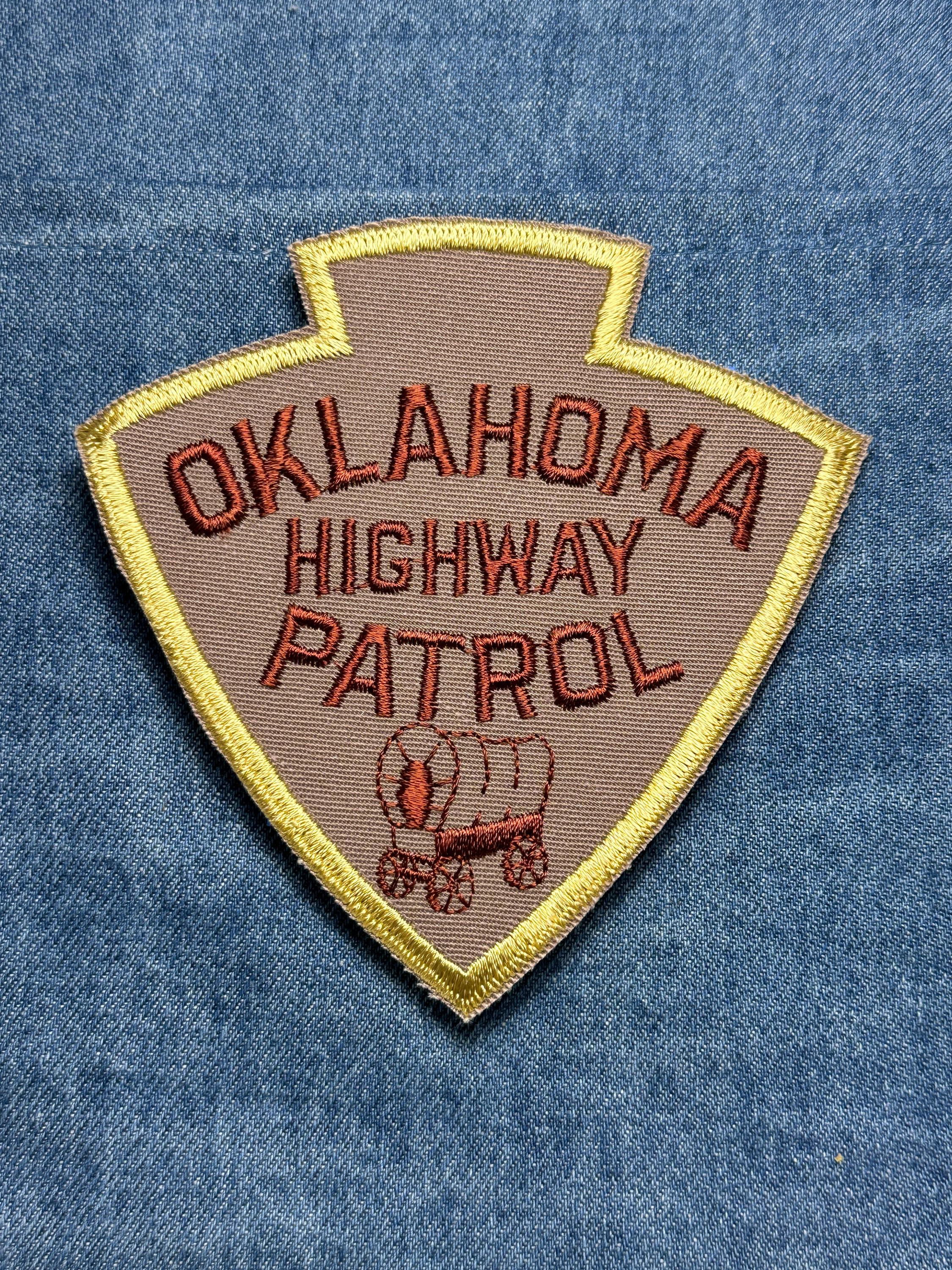 Oklahoma Highway Patrol Collectable Sew-On Patch: Brown Gold - Vintage Law Enforcement Accessory