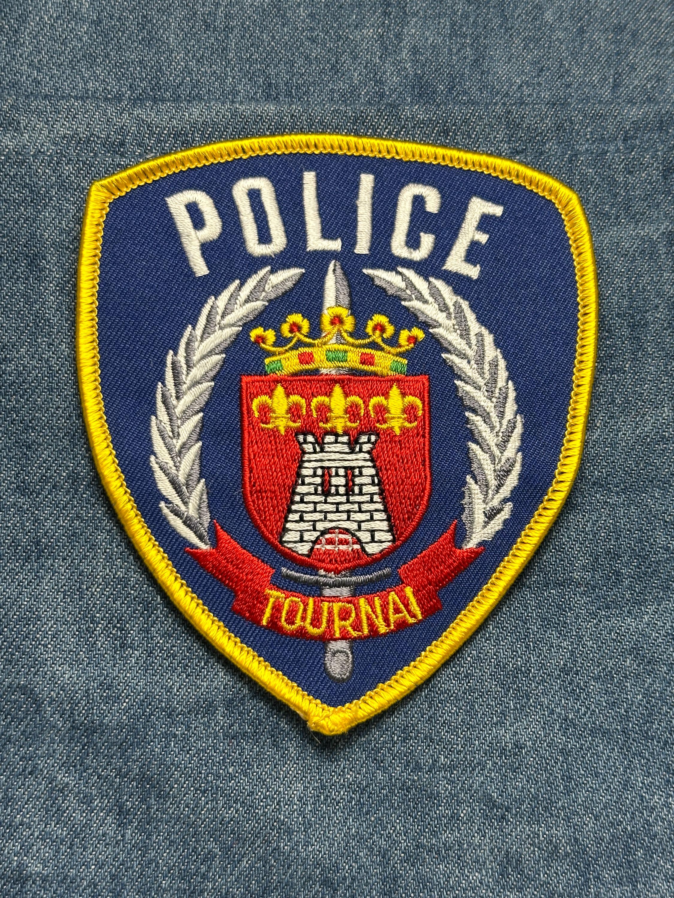 Tournai Police Collectable Iron-On Patch: Shield - European Law Enforcement Accessory