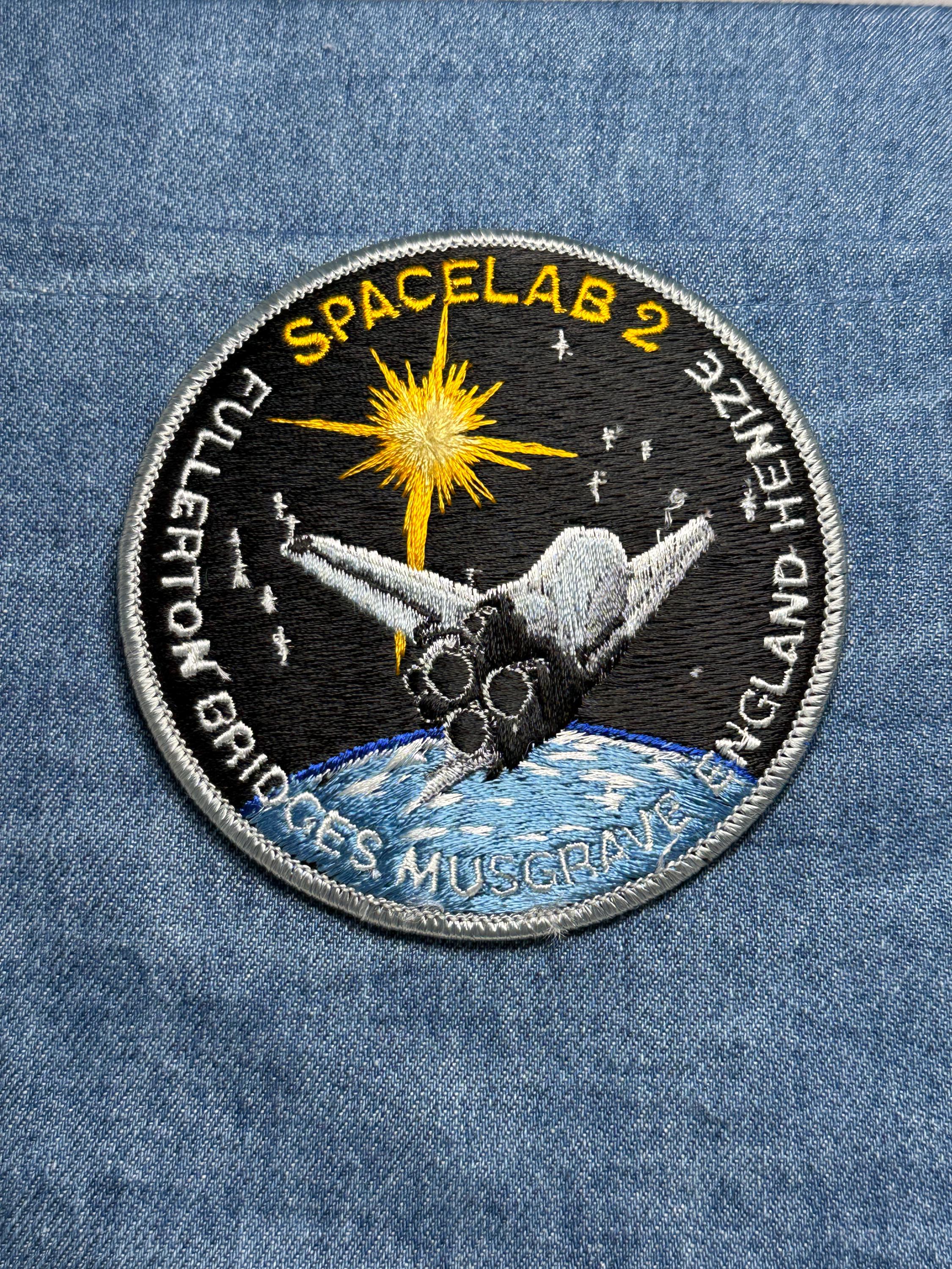 Spacelab 2 Collectable Iron-On Patch: Black & Silver Colored - NASA Shuttle Era Accessory