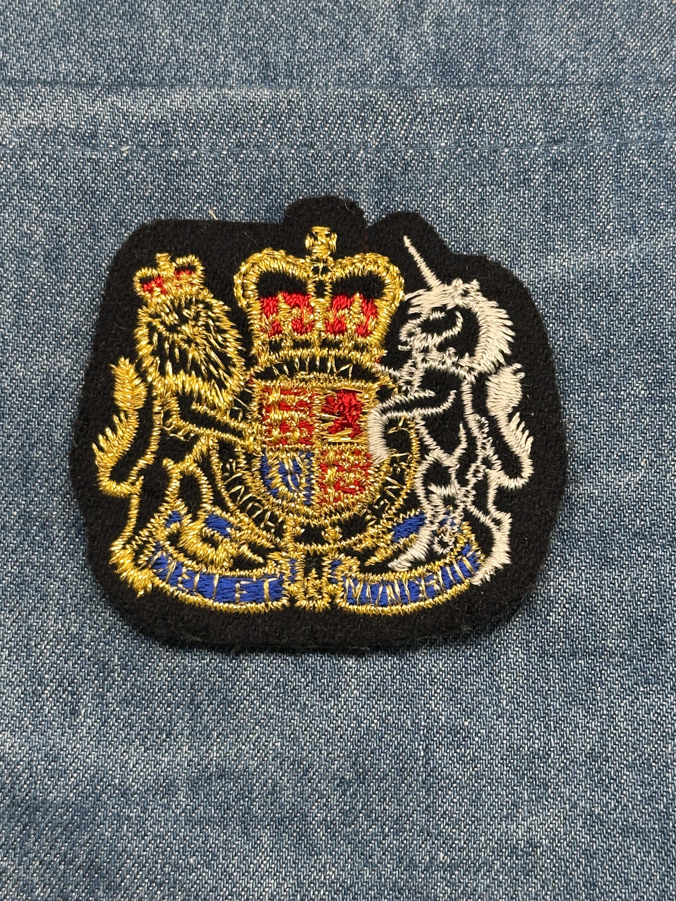 Royal Coat of Arms Collectable Patch: Sew-On Gold Metallic - Heraldic Accessory