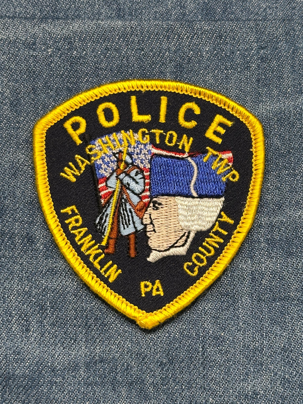 Washington Twp Police Collectable Patch: Iron-On Yellow Border - Vintage Accessory