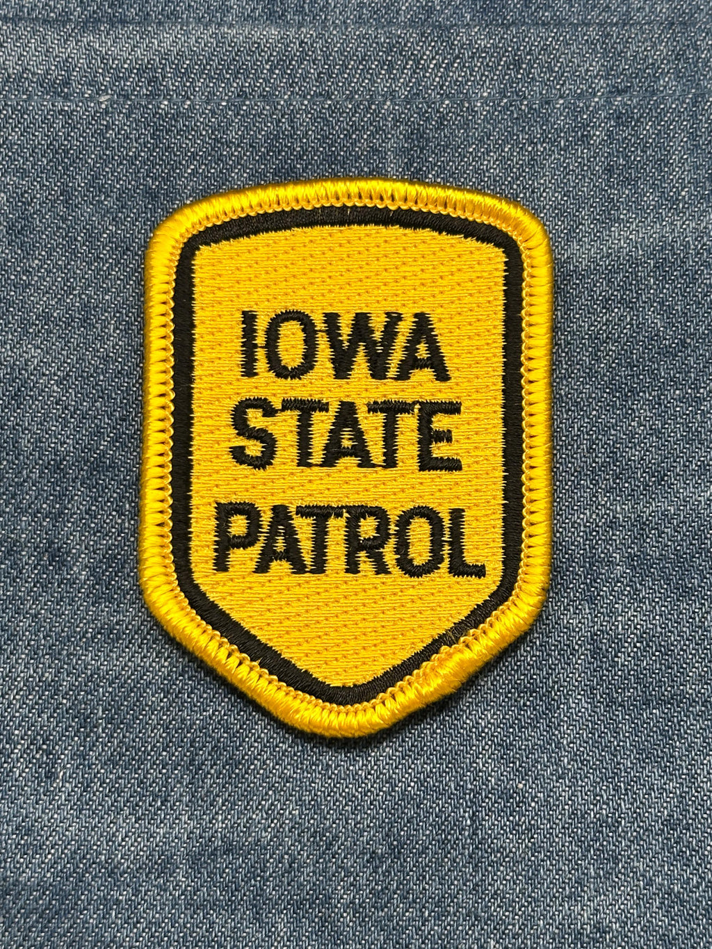 Iowa State Patrol Collectable Patch: Iron-On Yellow Shield - Vintage Law Accessory