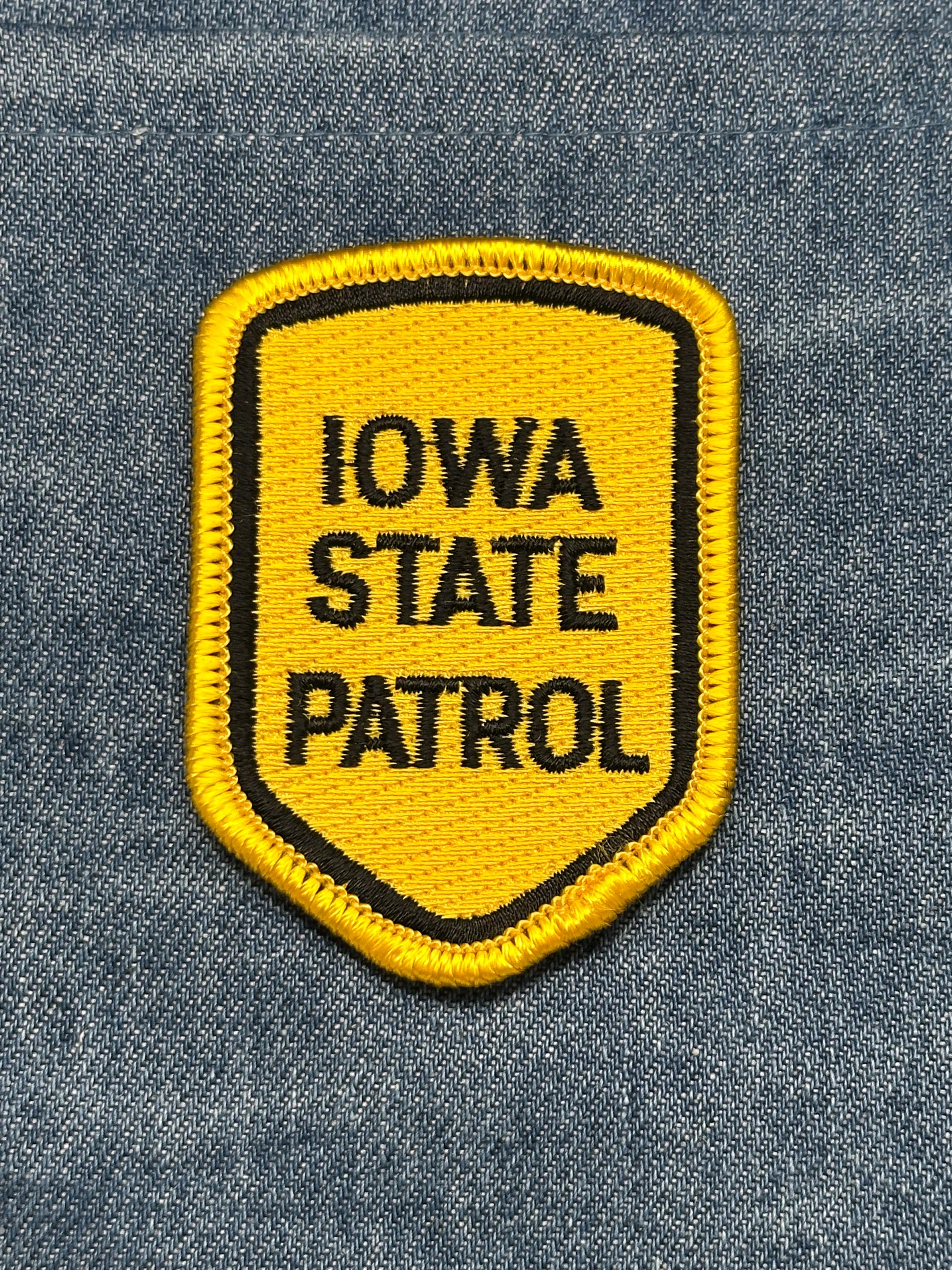 Iowa State Patrol Collectable Patch: Iron-On Yellow Shield - Vintage Law Accessory