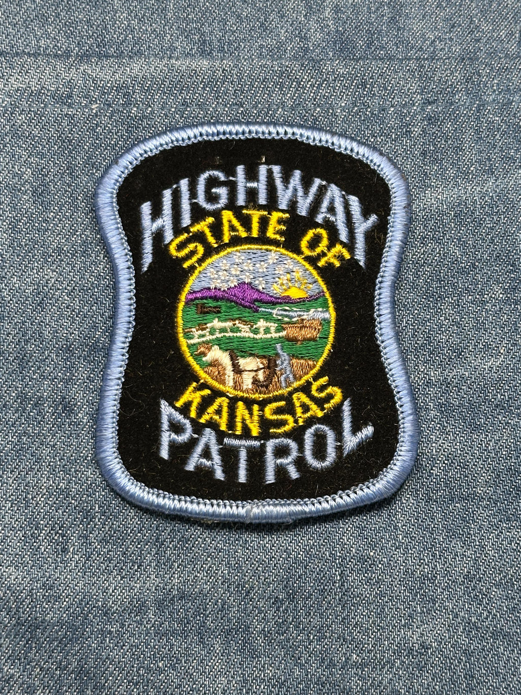 Kansas Highway Patrol Collectable Patch: Iron-On Black Color - Law Enforcement Accessory