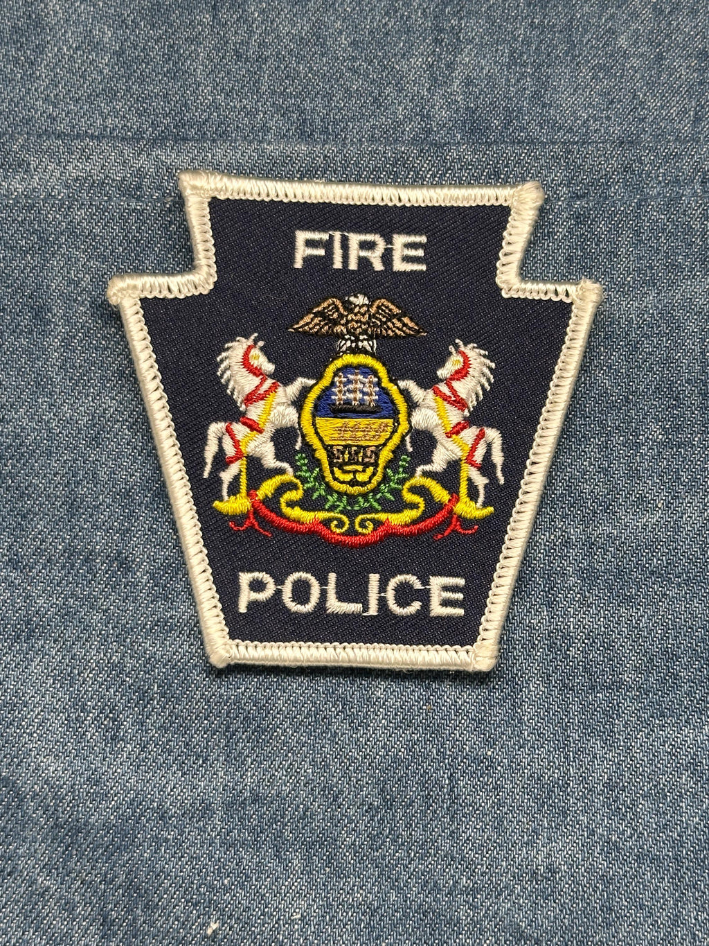 Pennsylvania Fire Police Collectable Patch: Iron-On Navy Crest - Vintage Accessory