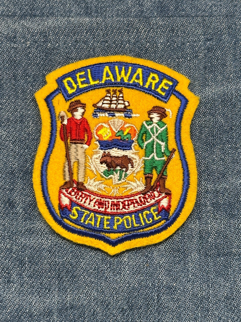 Delaware State Police Collectable Patch: Iron-On Shield Style - Vintage Law Accessory