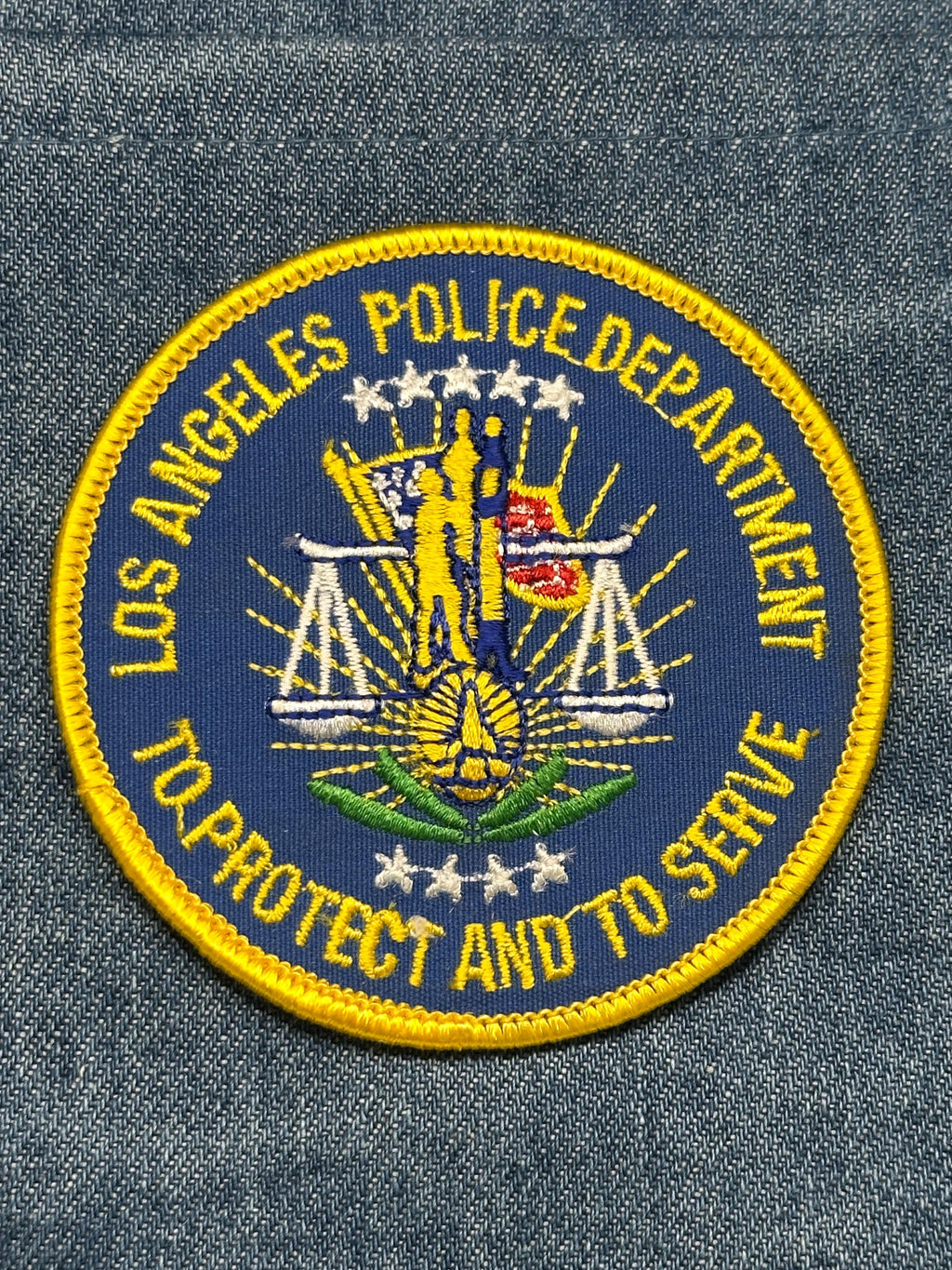 LAPD Collectable Patch: Iron-On Blue & Yellow - Law Enforcement Accessory