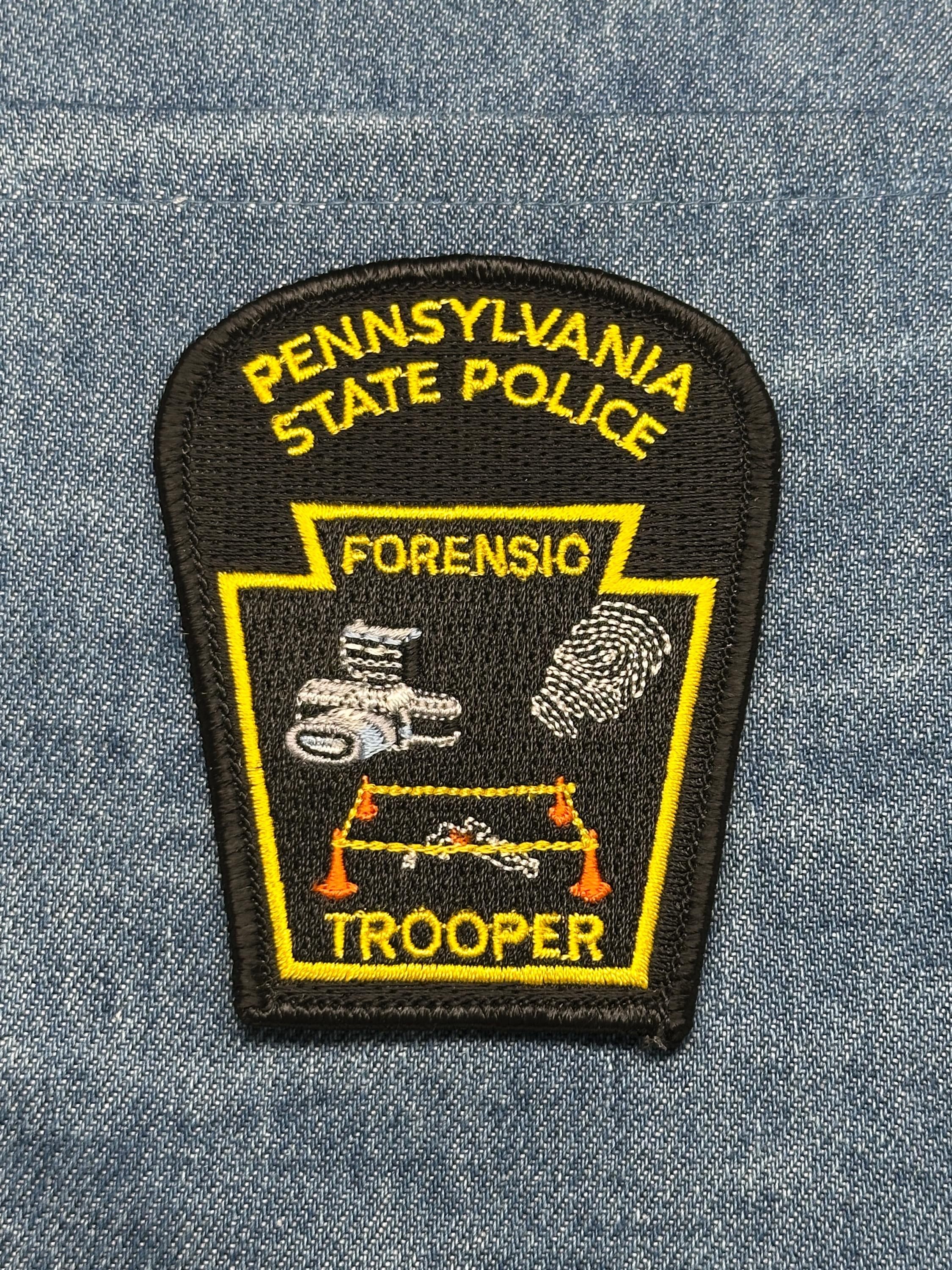 Pennsylvania State Forensic Trooper Police Patch: Iron-On Black & Yellow - Forensic Trooper