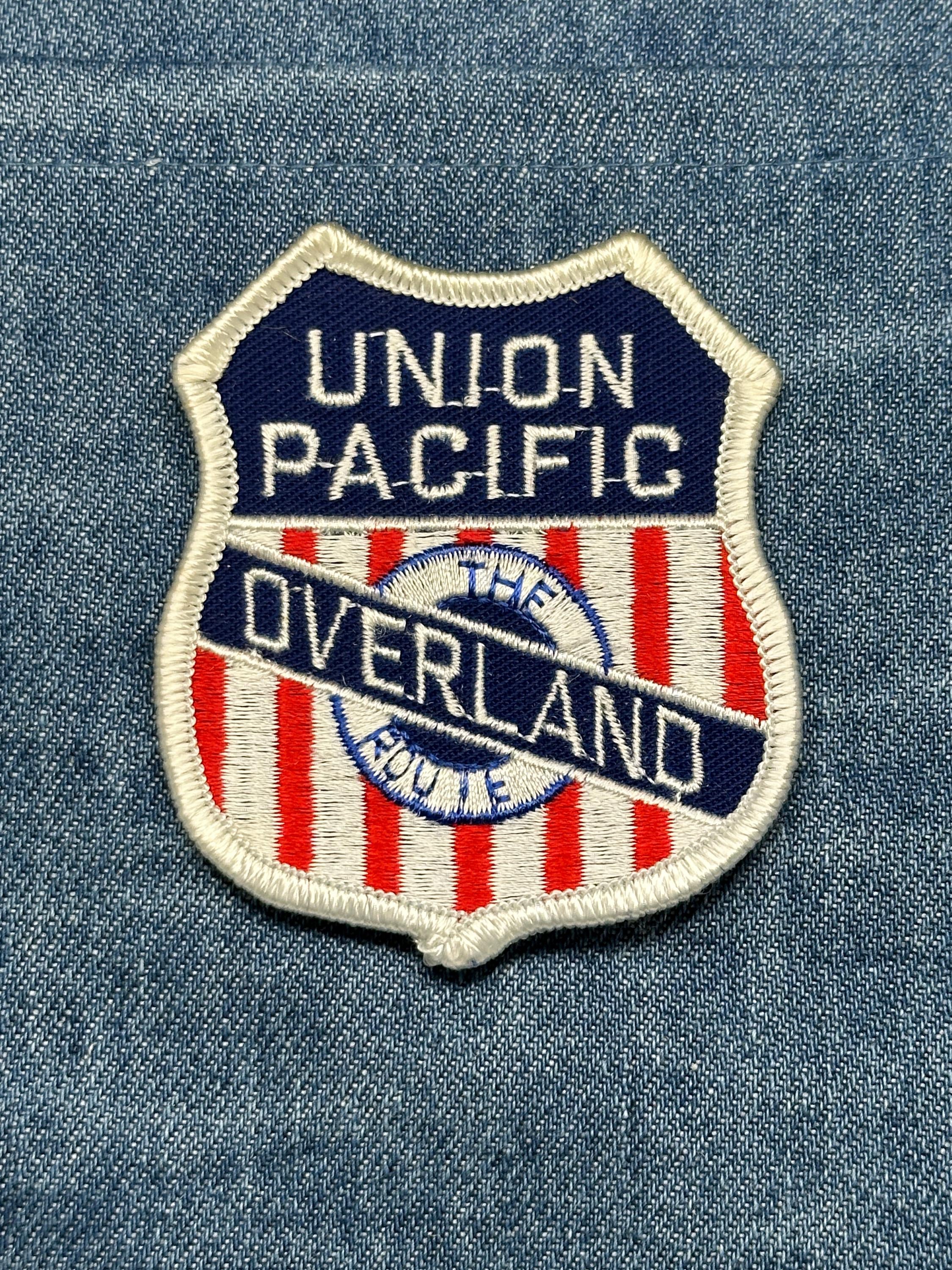 Union Pacific Overland Patch: Iron-On Shield Red White Blue - Railroad Accessory