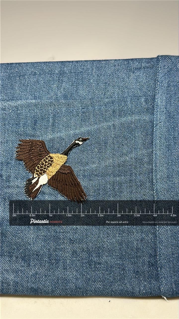 Canada Goose Collectable Patch: Iron-On Natural Brown Finish - Wildlife Accessory with ruler overlay for size reference