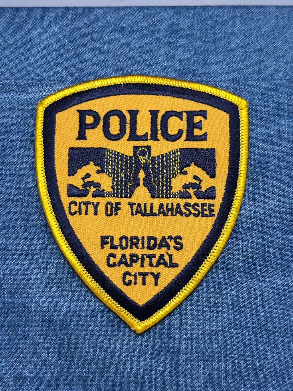 Tallahassee Police Collectable Patch: Iron-On Yellow Shield - Law Enforcement