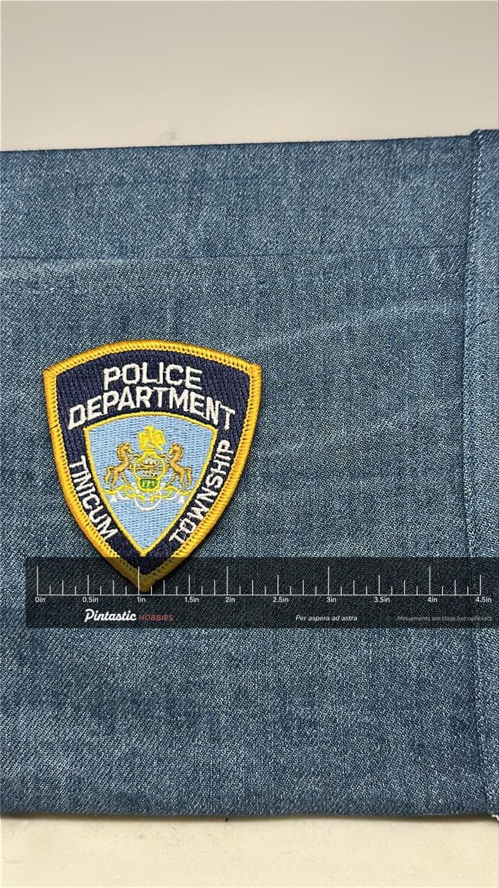 TINICUM Township Police Department Collectable Patch: Sew-On Navy & Gold - Law Enforcement Accessory with ruler overlay for s