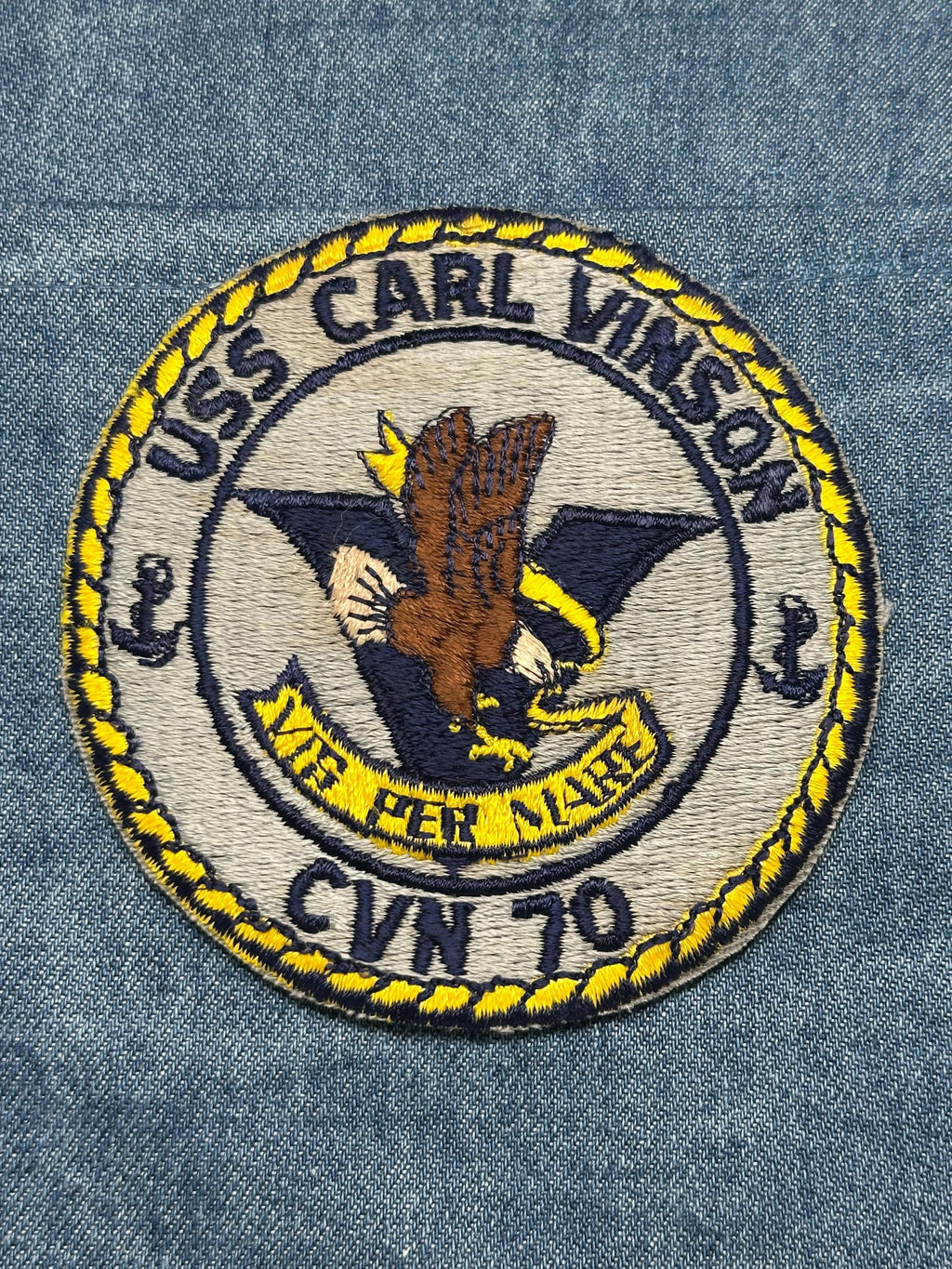 USS Carl Vinson Collectable Patch: Sew-On Navy Blue/Gold - Military Accessory