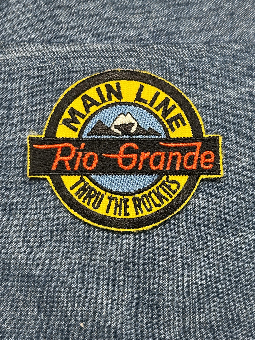 Rio Grande Main Line Patch: Iron-On Yellow Black - Railroad Accessory