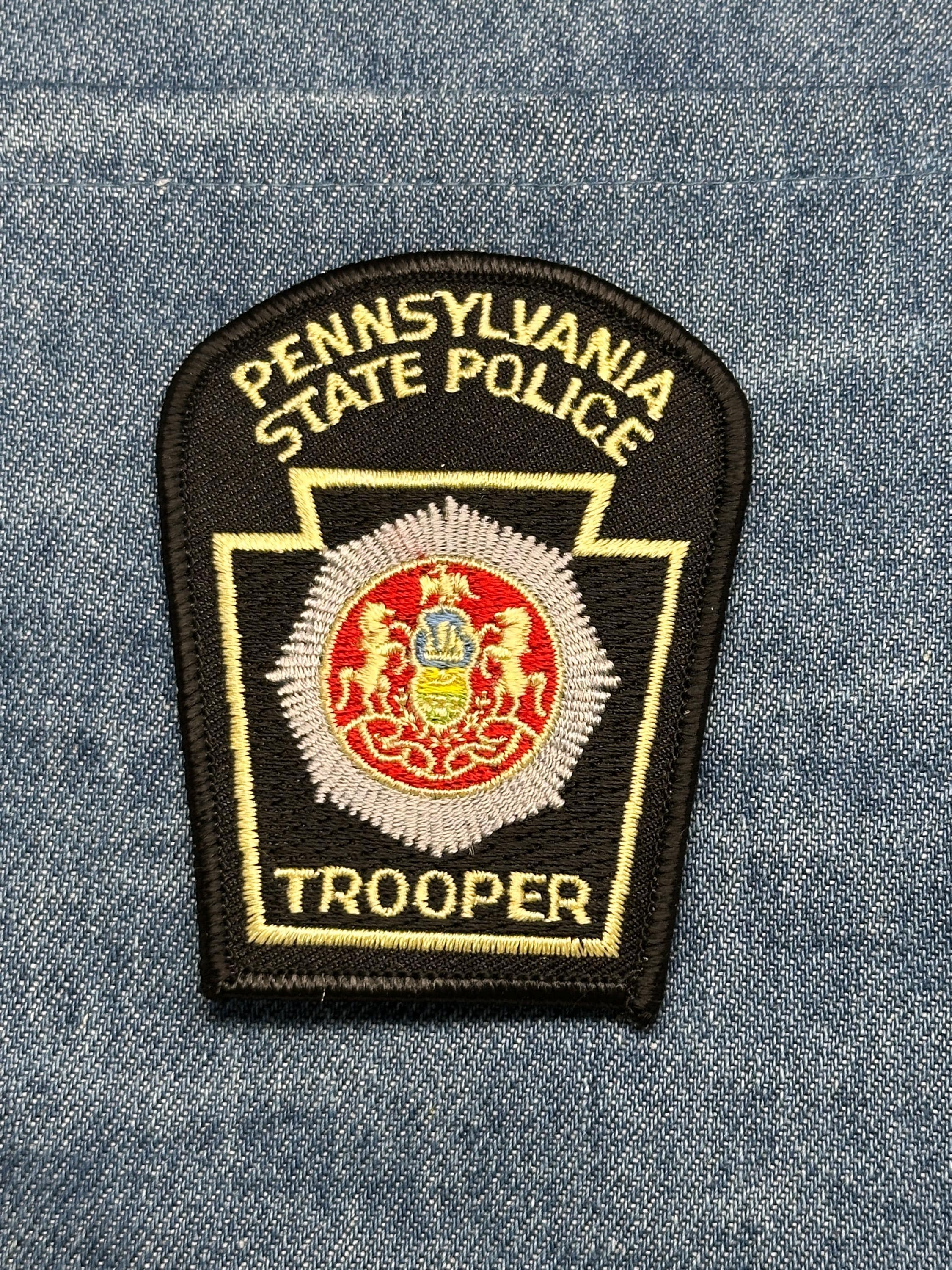 Pennsylvania State Police Trooper Collectable Patch: Iron-On Black Shield - Trooper Accessory