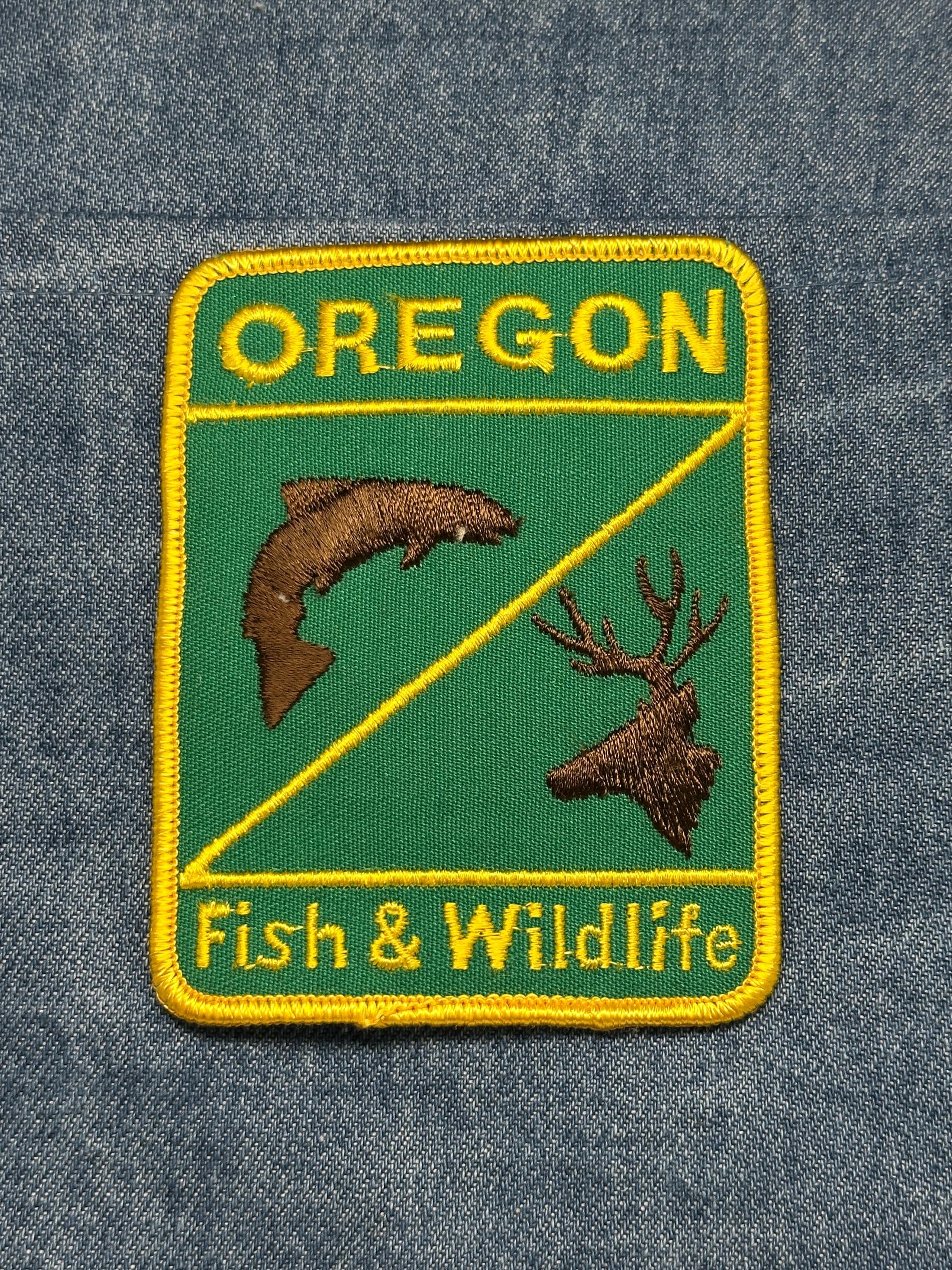 Oregon Fish & Wildlife Collectable Patch: Iron-On Green Yellow - Outdoor Accessory