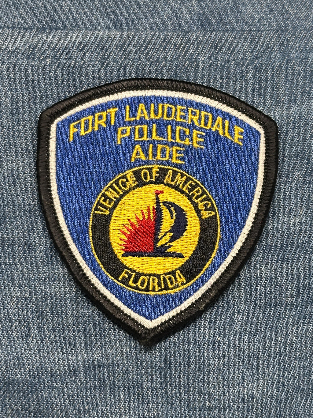 Fort Lauderdale Police Aide Collectable Patch: Iron-On Blue Shield - Florida Accessory