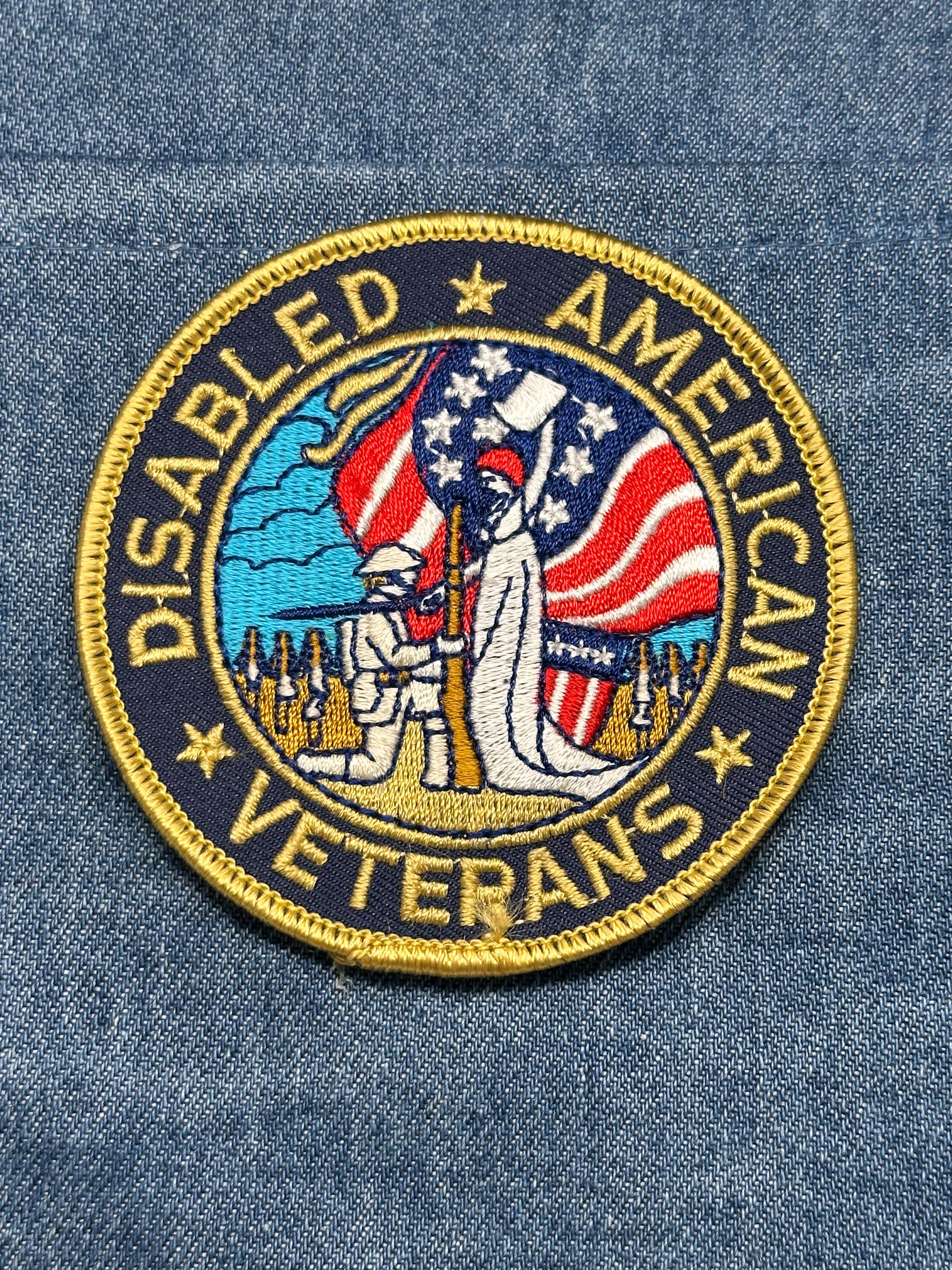 Disabled American Veterans Collectable Patch: Sew-On Gold Border - Patriotic Accessory