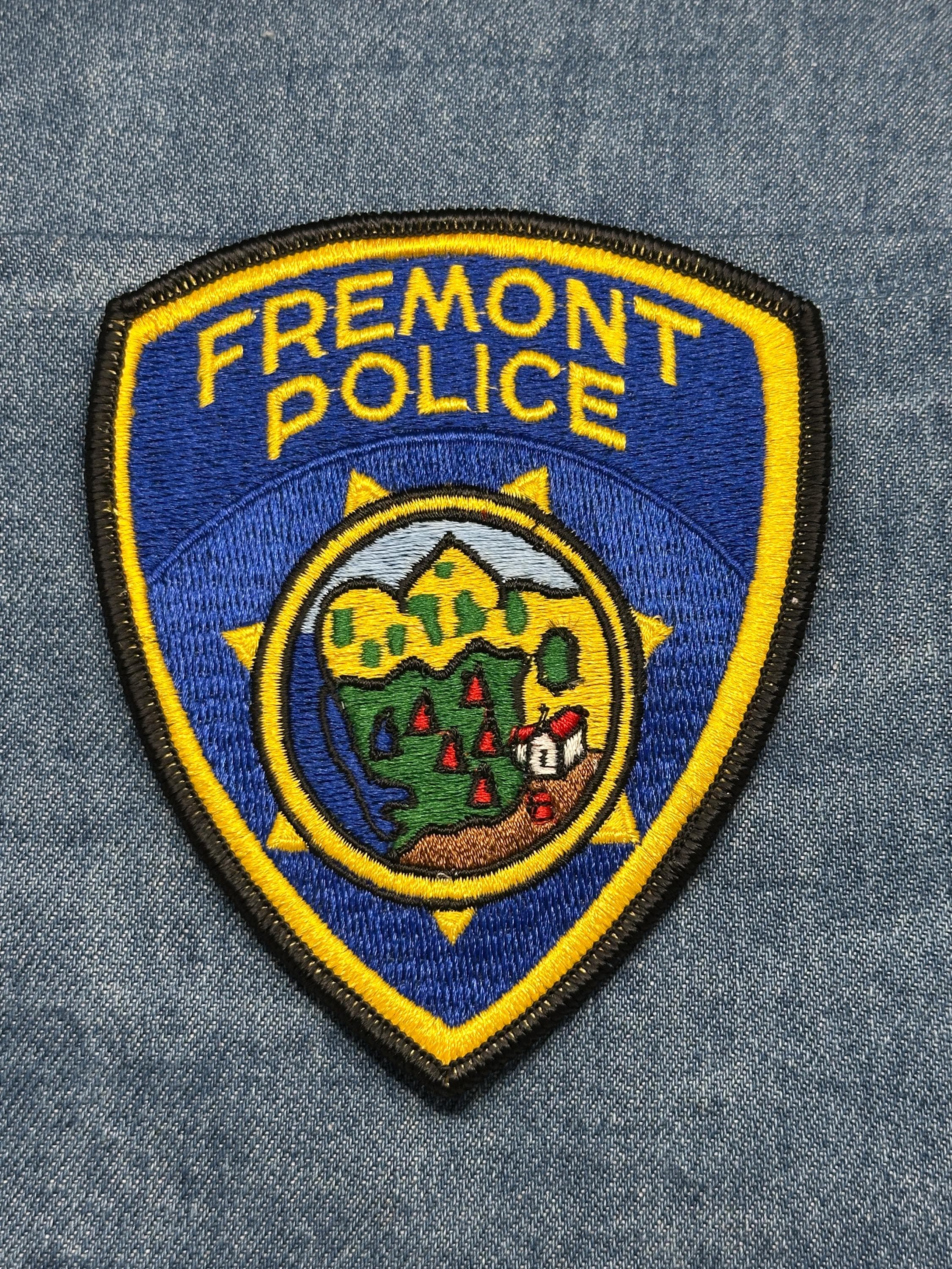 Fremont Police Collectable Patch: Iron-On Blue Yellow Shield - Law Enforcement Accessory