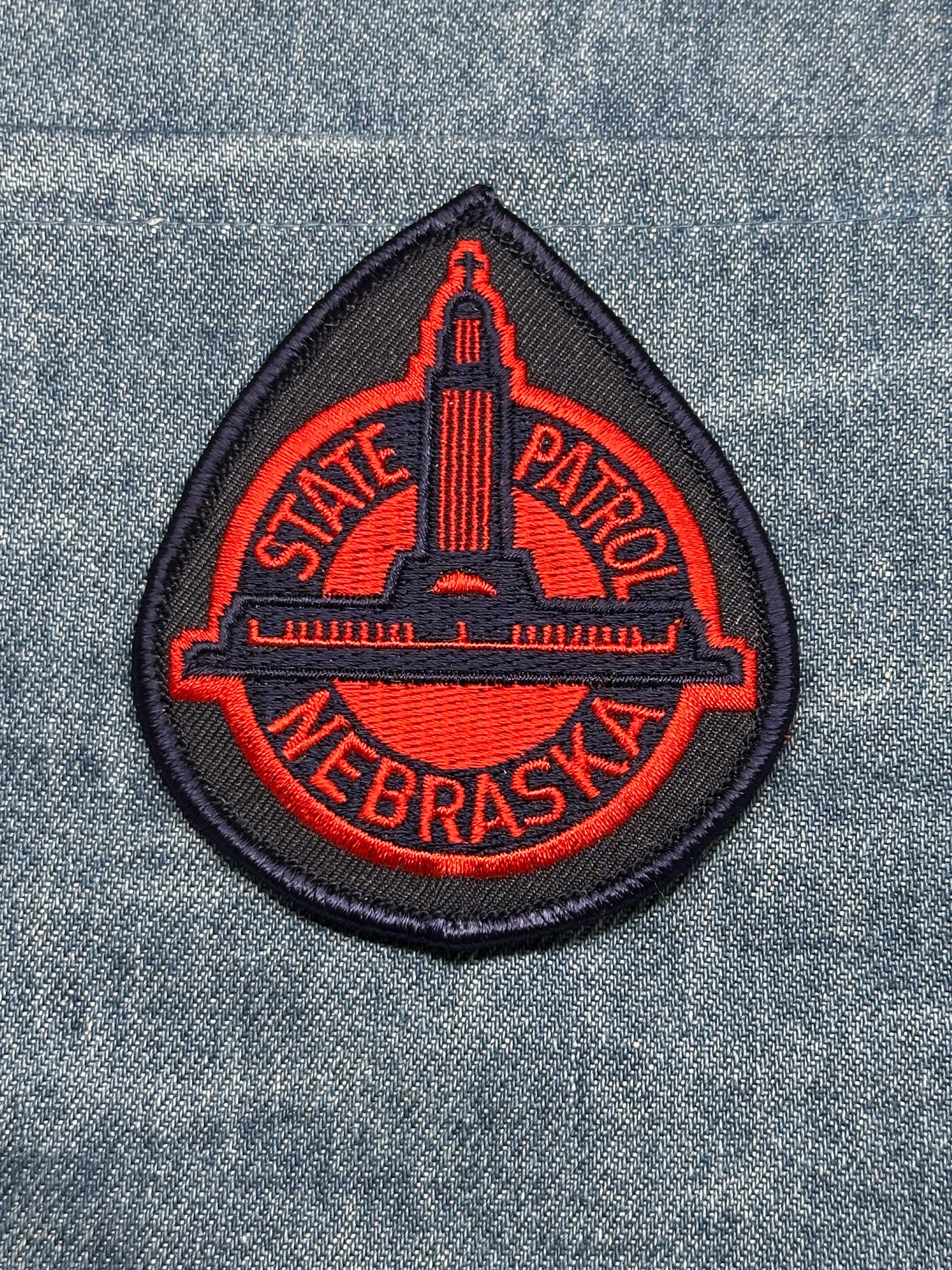 Nebraska State Patrol Collectable Patch: Iron-On Red/Black - Law Enforcement Accessory