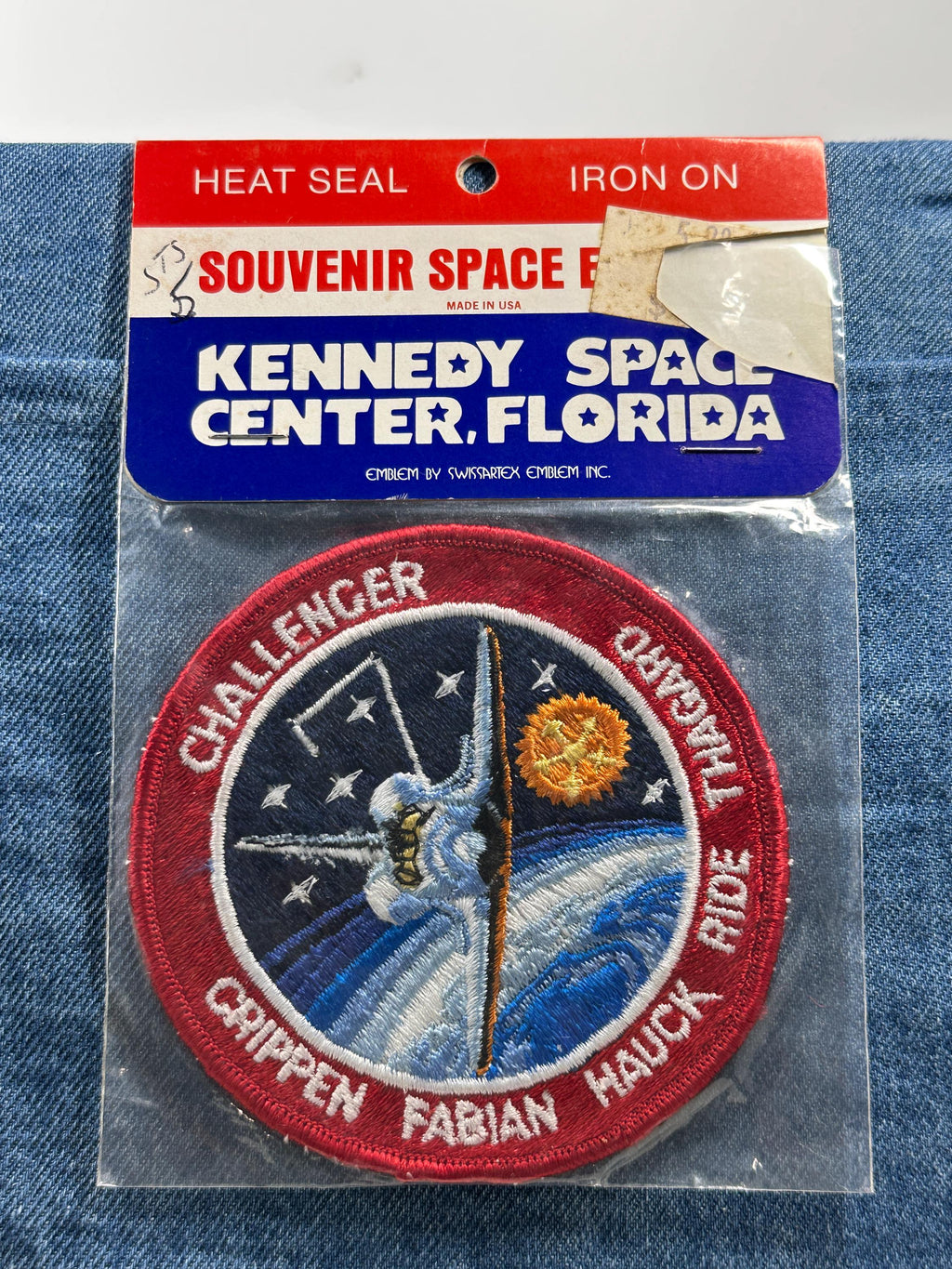 NASA Challenger STS-7 Mission Patch: Iron-On Round Red Border - 1980s Space Accessory