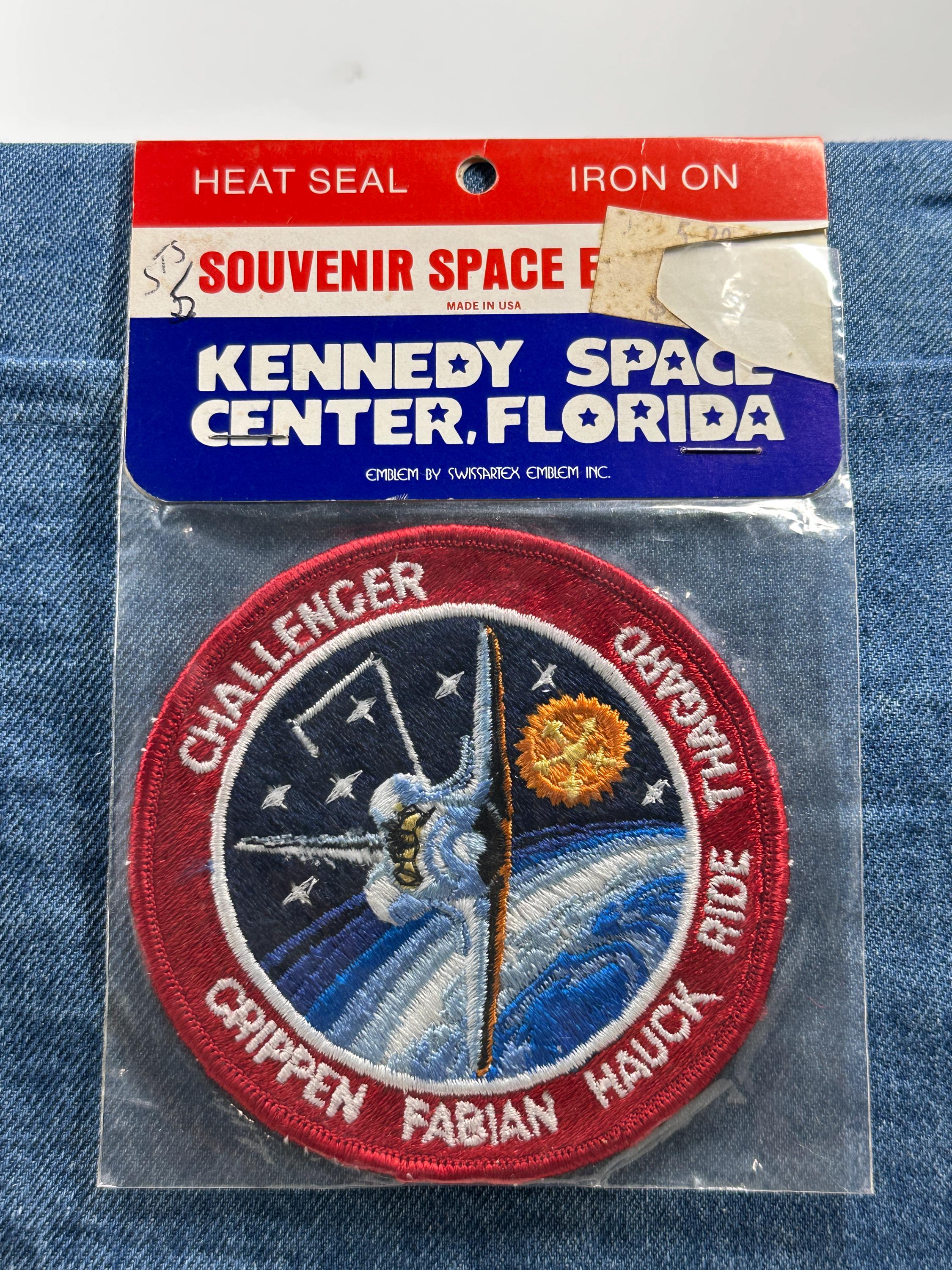 NASA Challenger STS-7 Mission Patch: Iron-On Round Red Border - 1980s Space Accessory