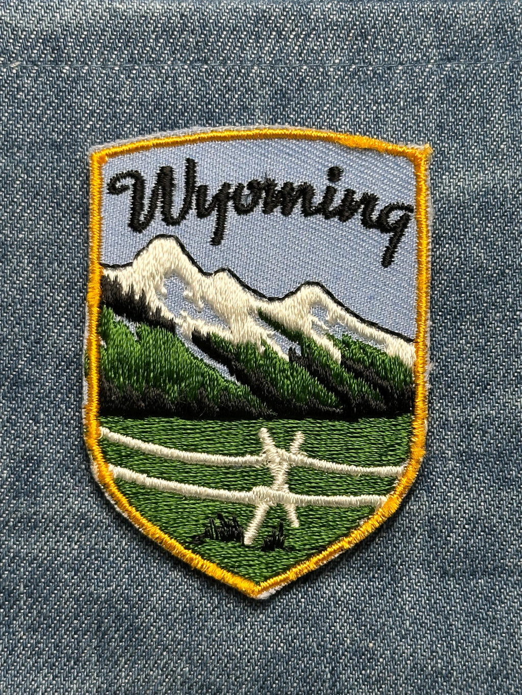 Wyoming Collectable Patch: Sew-On Scenic Shield - Vintage Travel Accessory