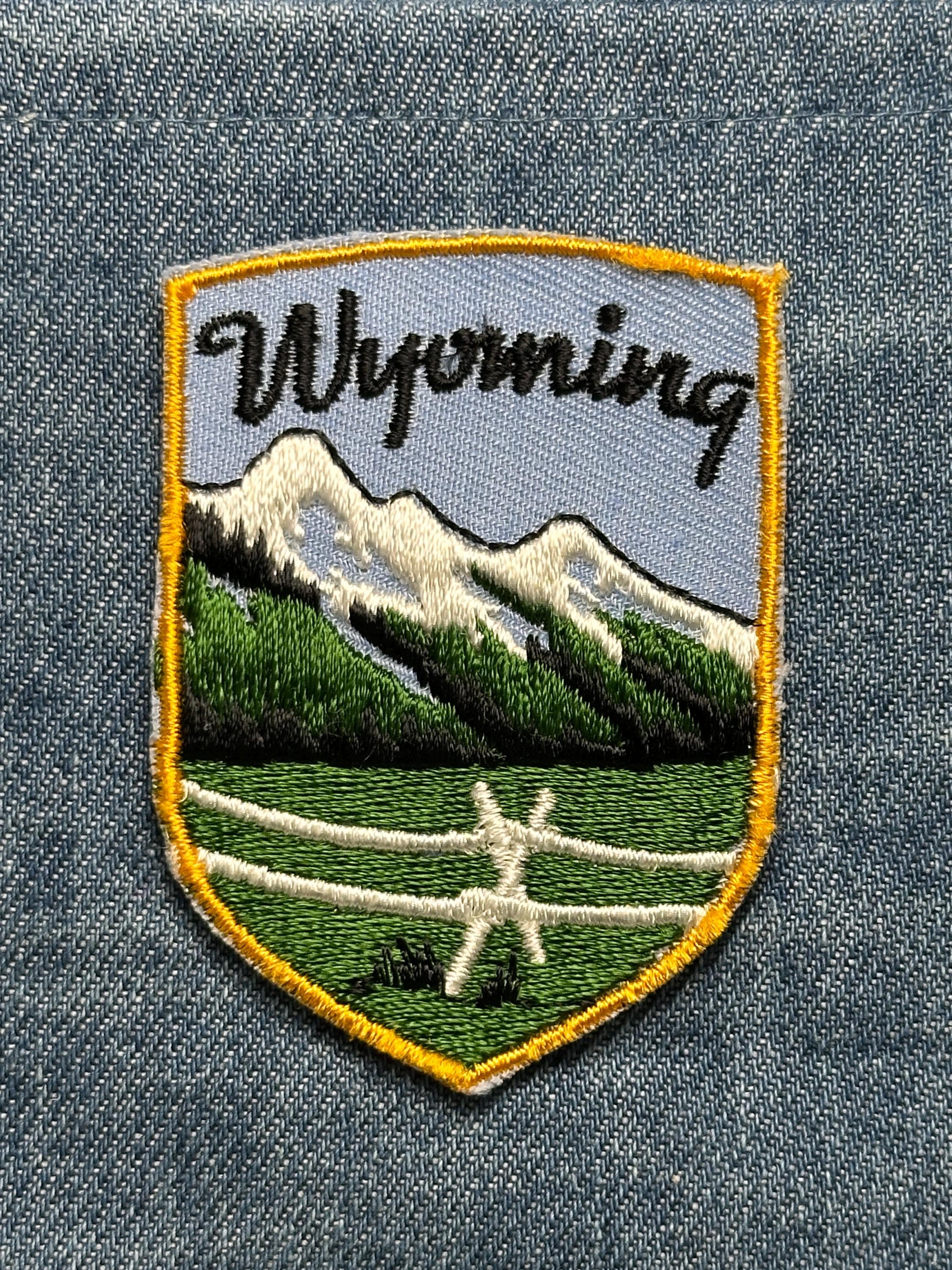 Wyoming Collectable Patch: Sew-On Scenic Shield - Vintage Travel Accessory