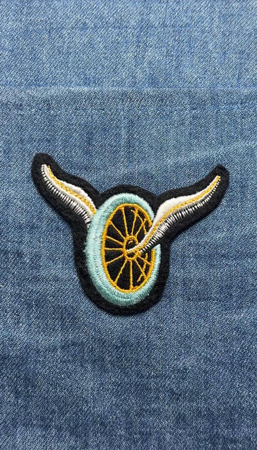 Winged Wheel Collectable Patch: Sew-On Black/Yellow - Vintage Style Accessory